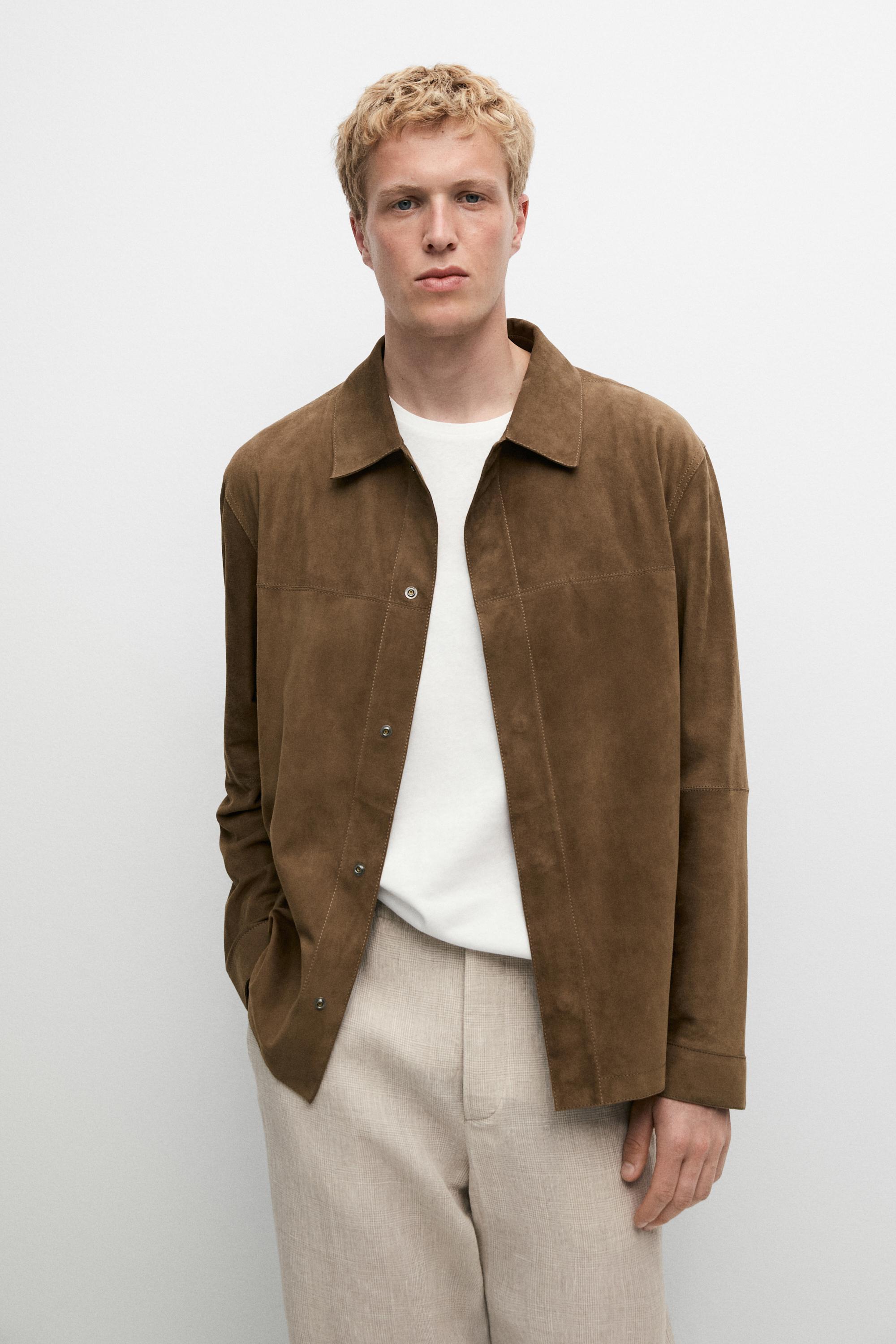 Lightweight suede leather overshirt