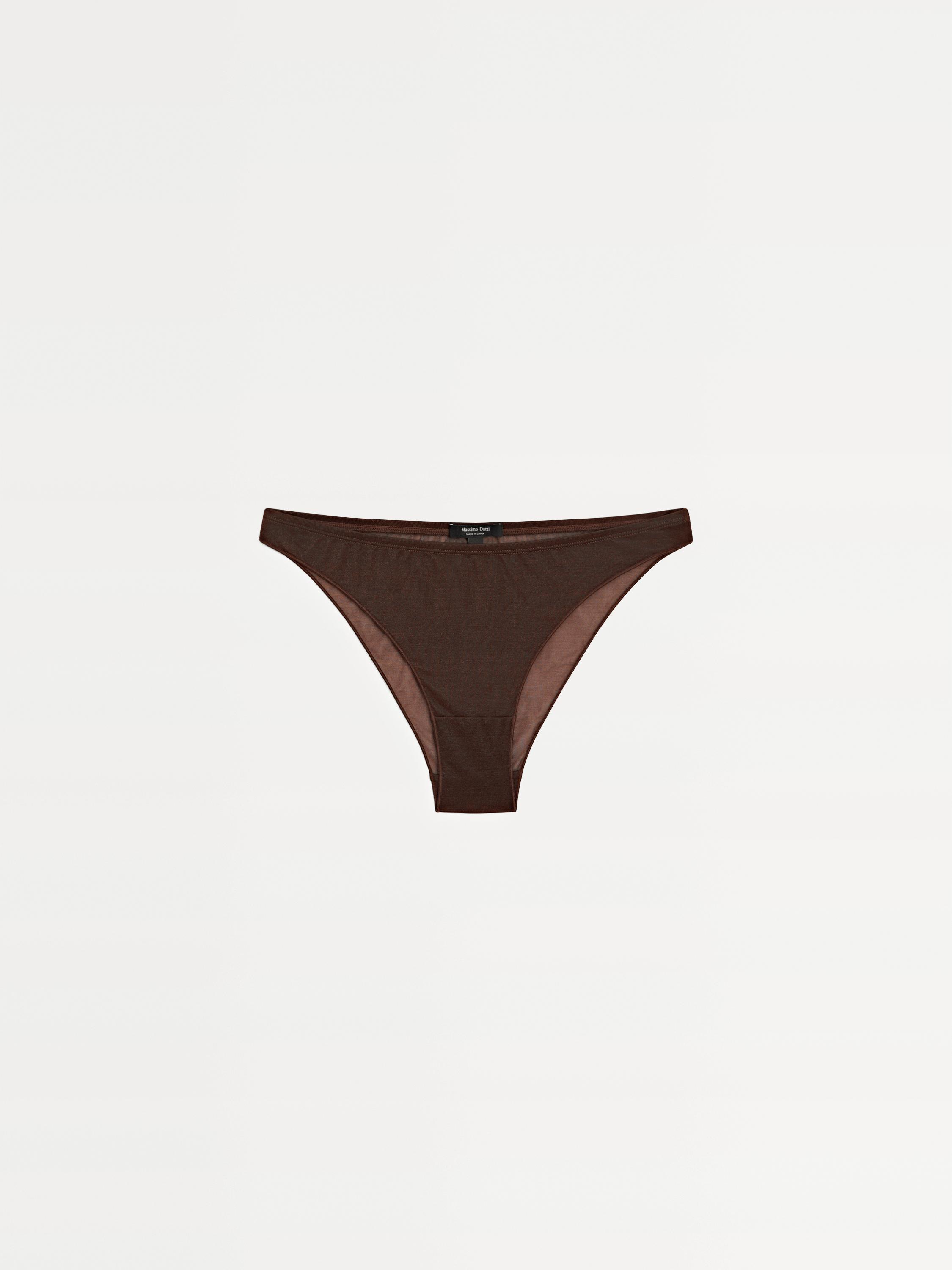 Semi-sheer briefs with metallic detail — BROWN