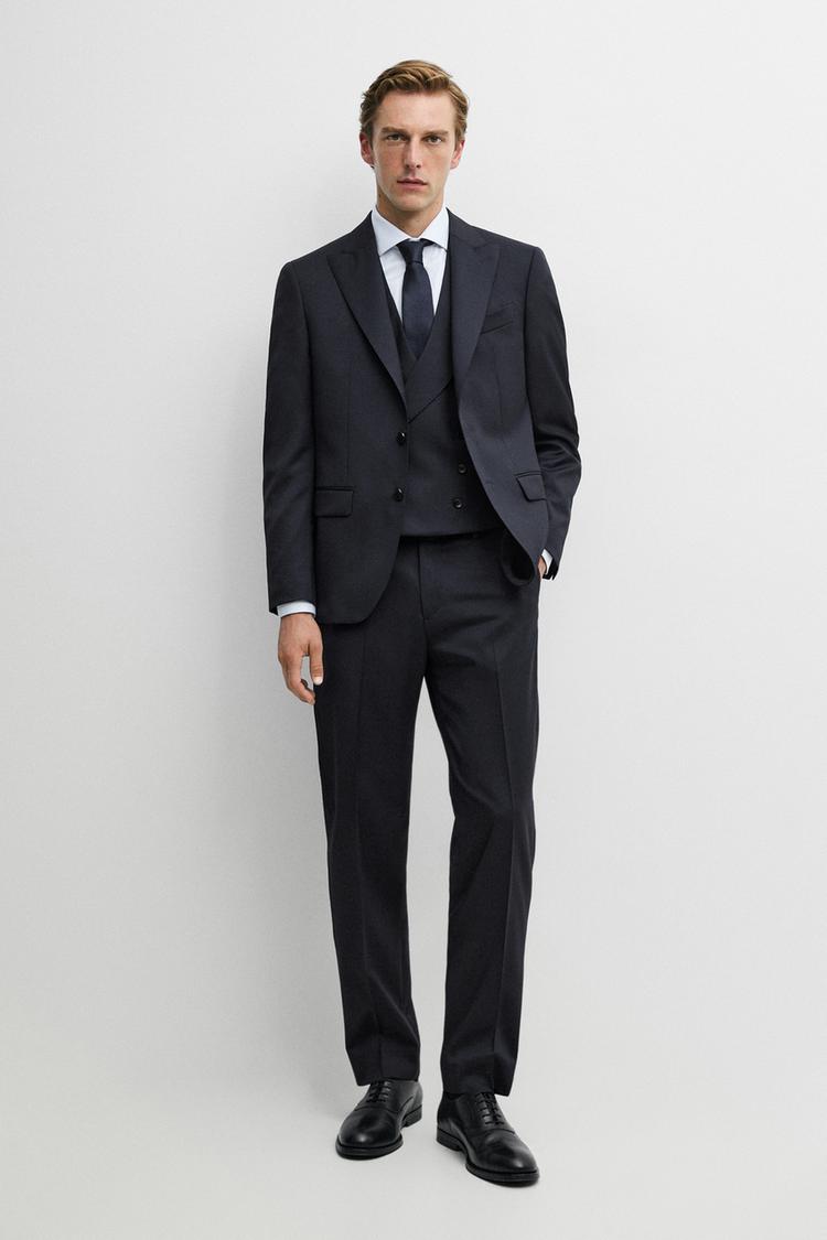 Cold wool suit trousers — NAVY BLUE