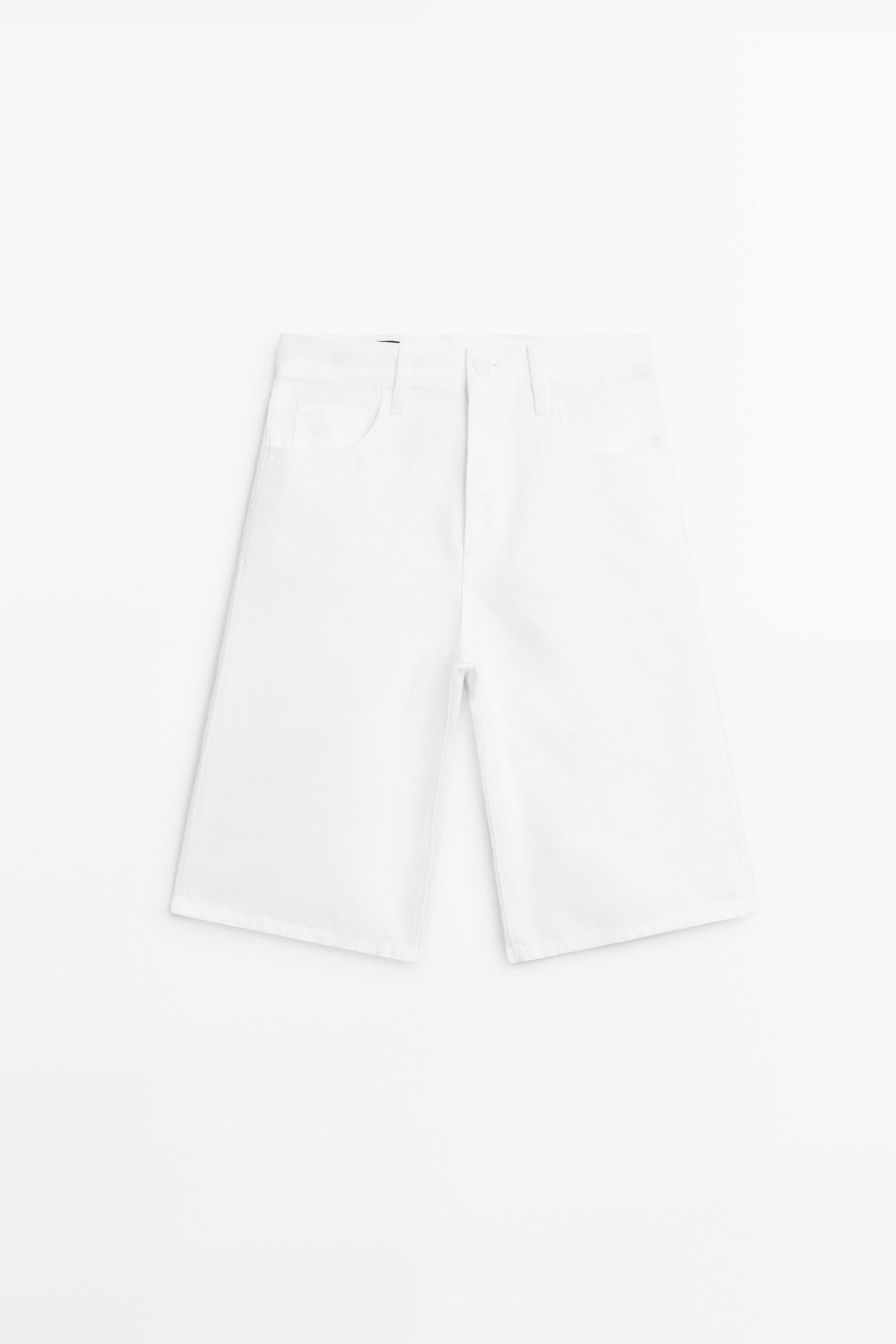 Cotton and linen blend Bermuda shorts — Off white