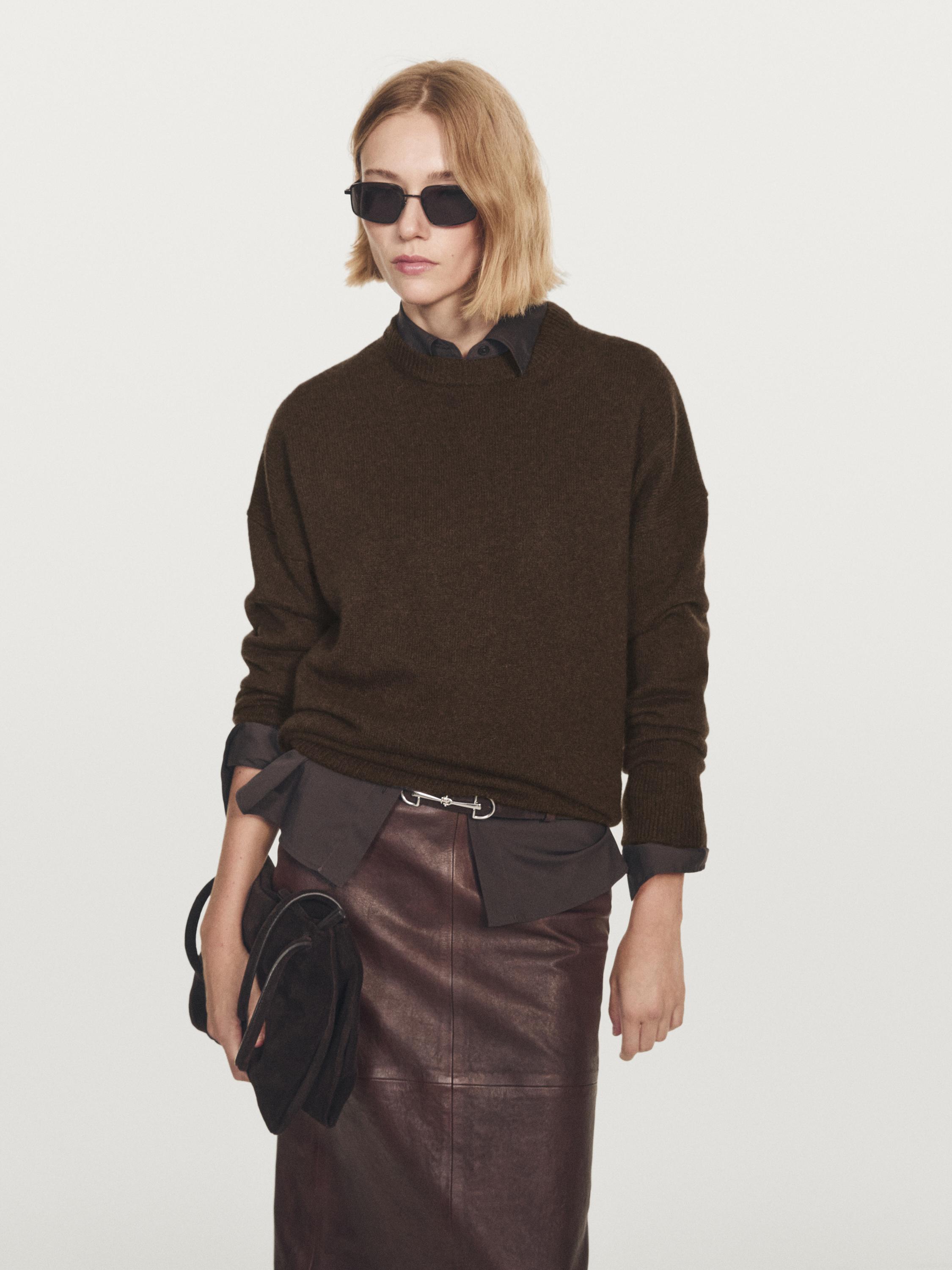 100% cashmere oversize sweater with elbow patches