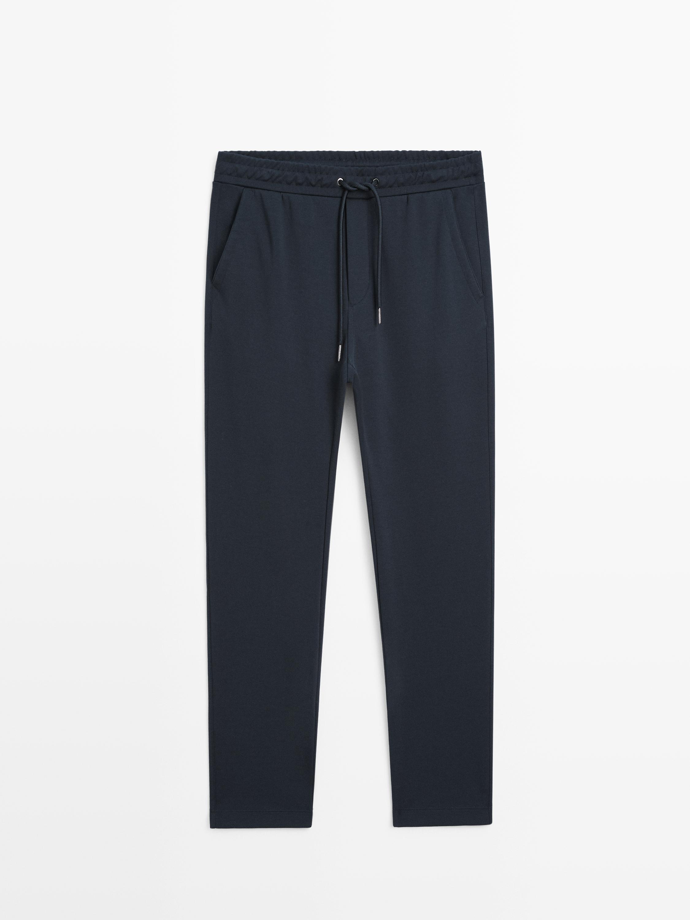 Pantalon droit en coton mélangé