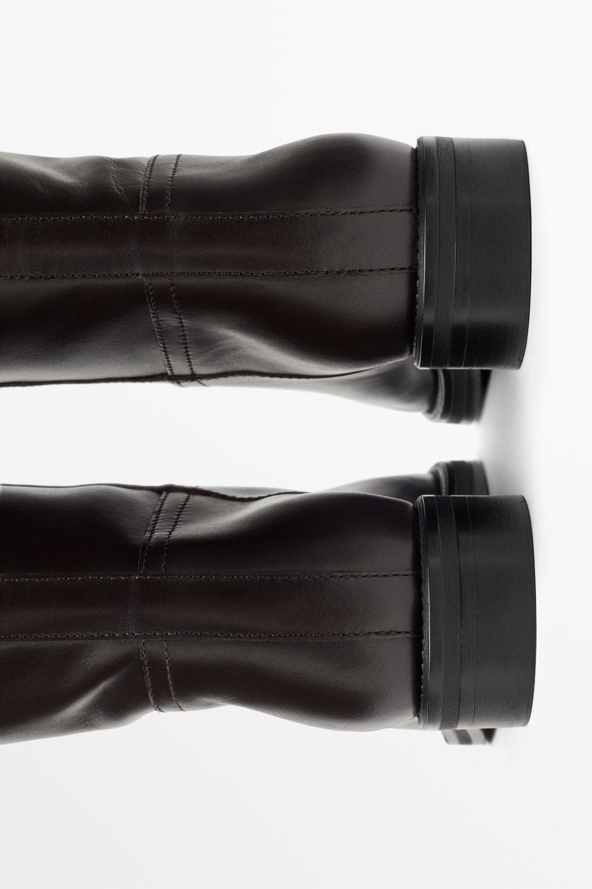 Leather riding boot — BROWN