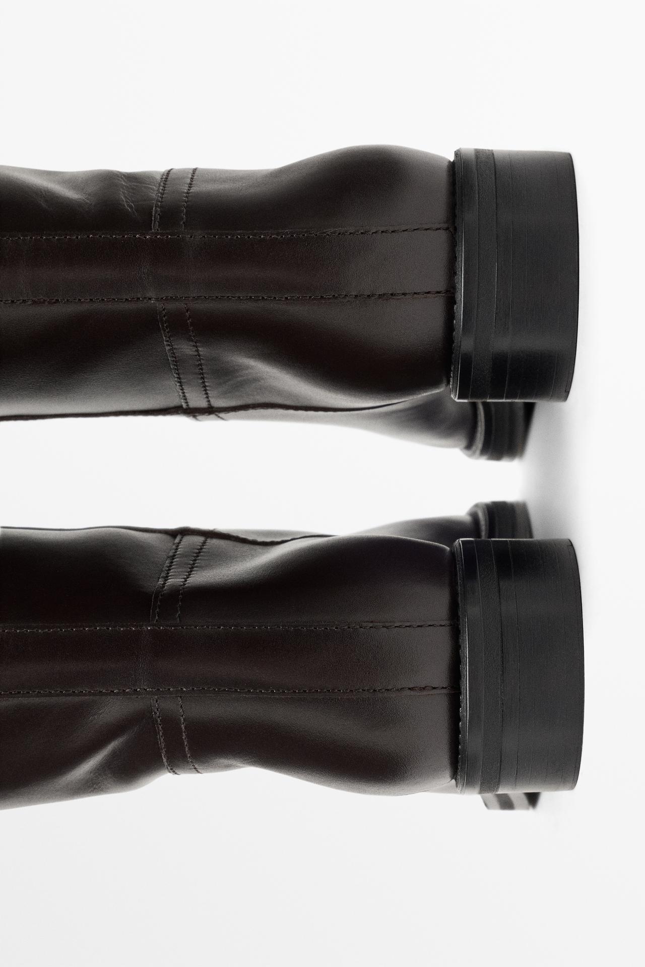Leather riding boot — BROWN