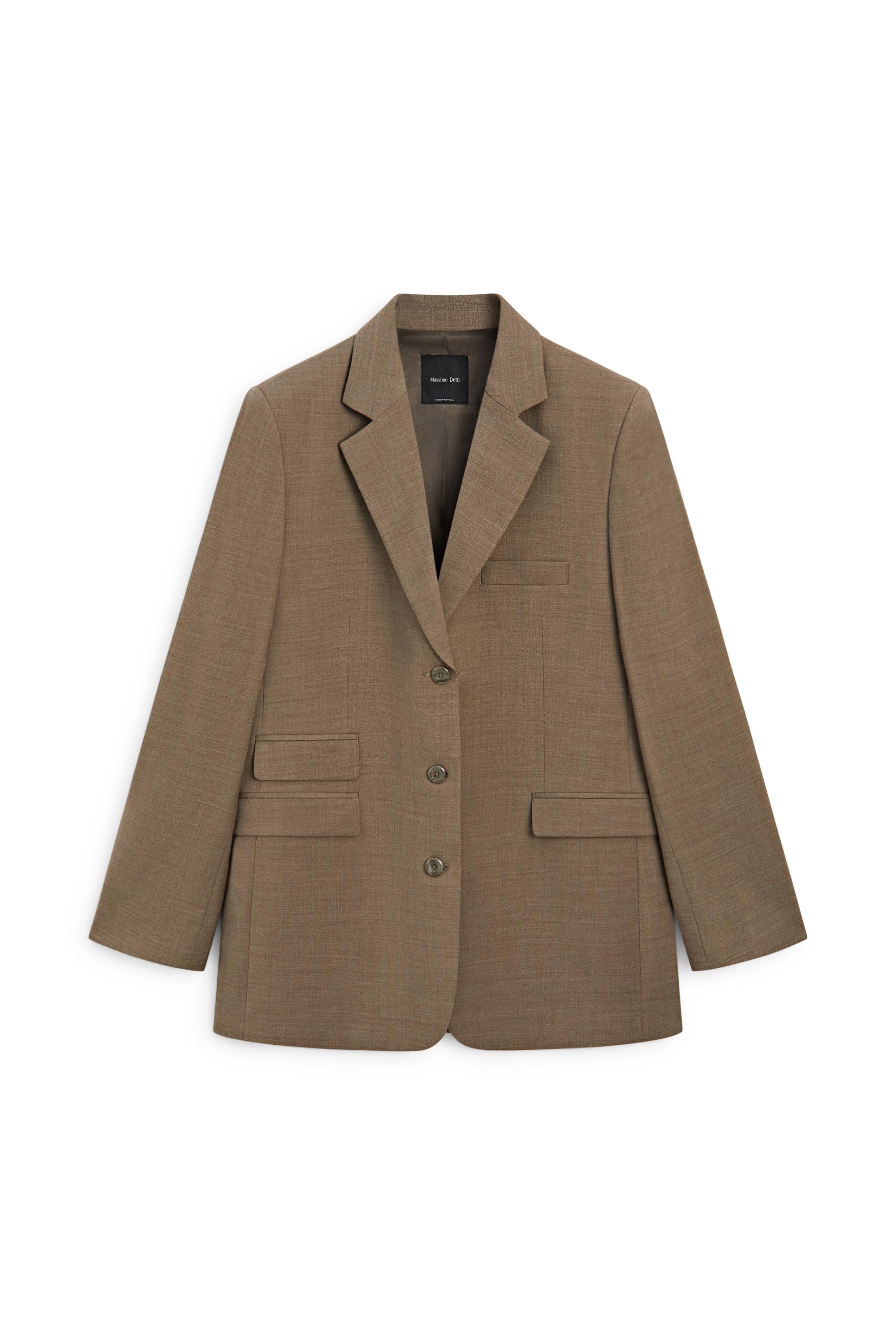Melange 100% wool suit blazer — CAMEL