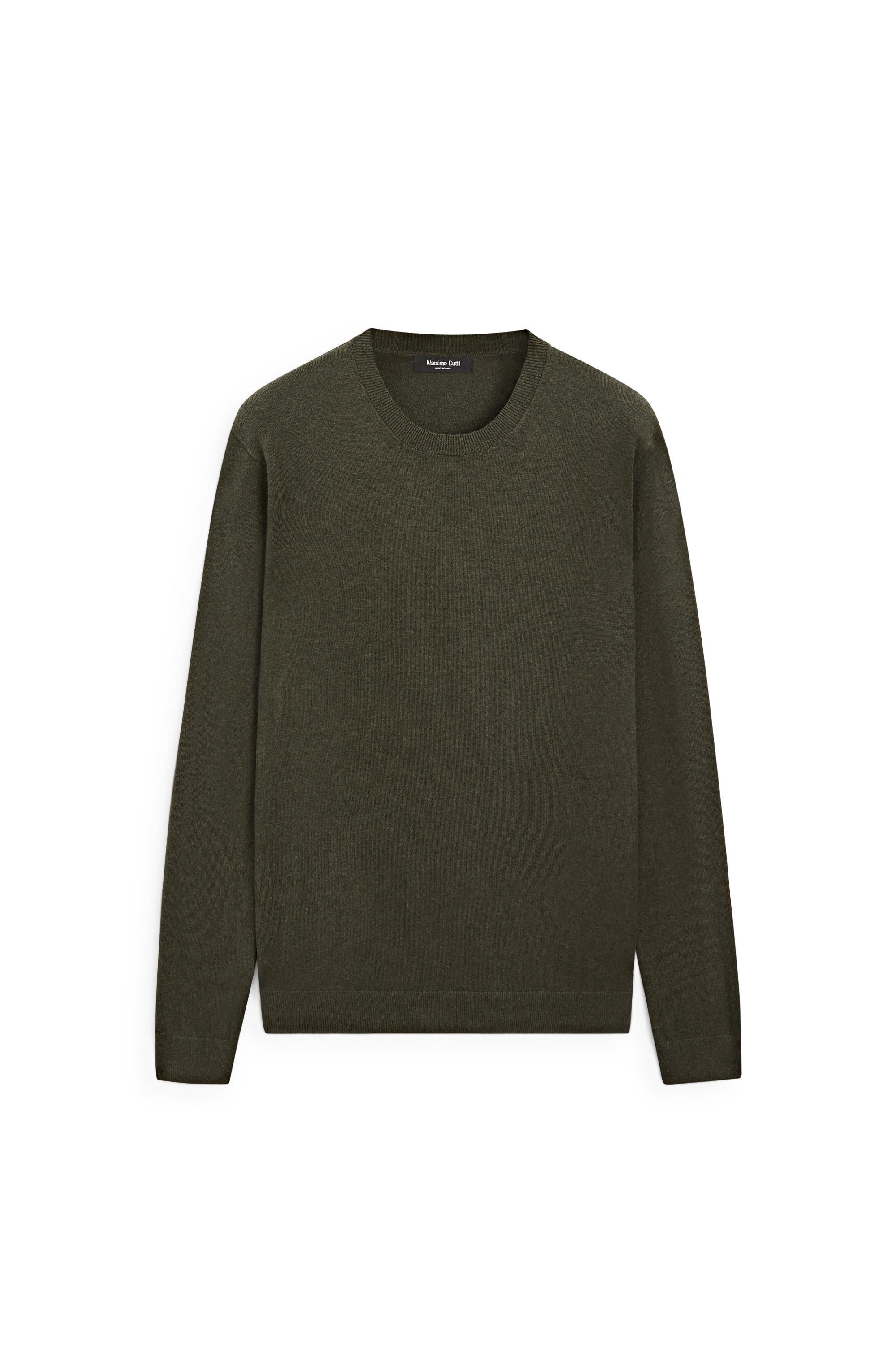 Cotton blend knit sweater — GREEN