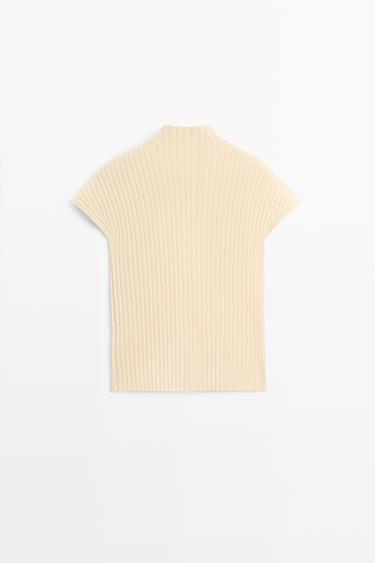 100% cashmere ribbed knit vest — Vanilla 6
