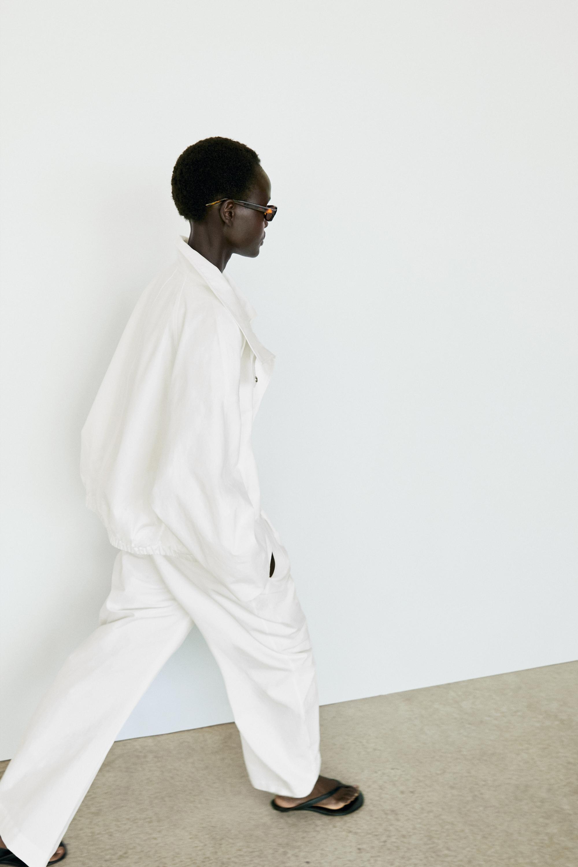 100% Cotton Bomber Jacket — WHITE