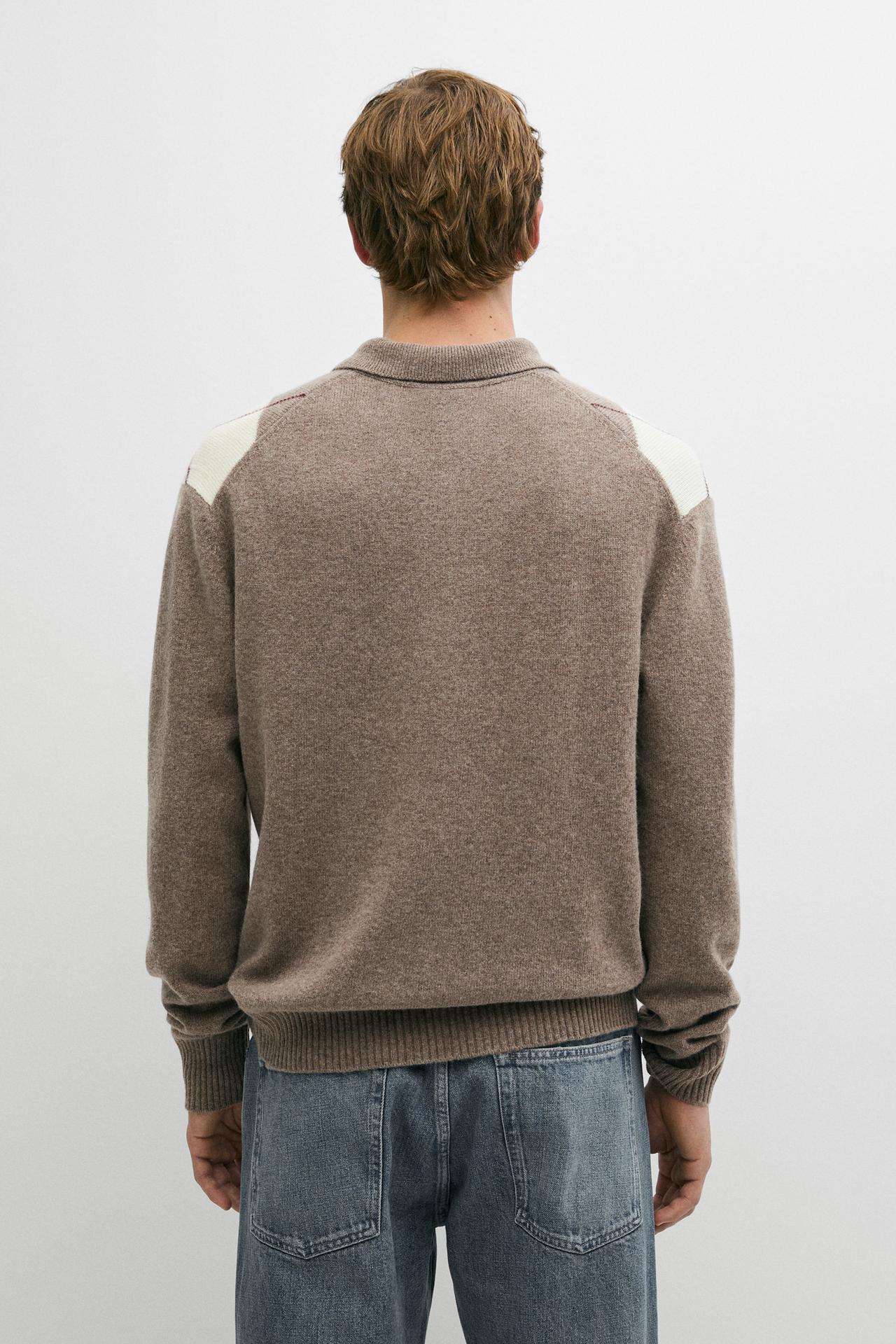 Diamond knit polo sweater — MINK