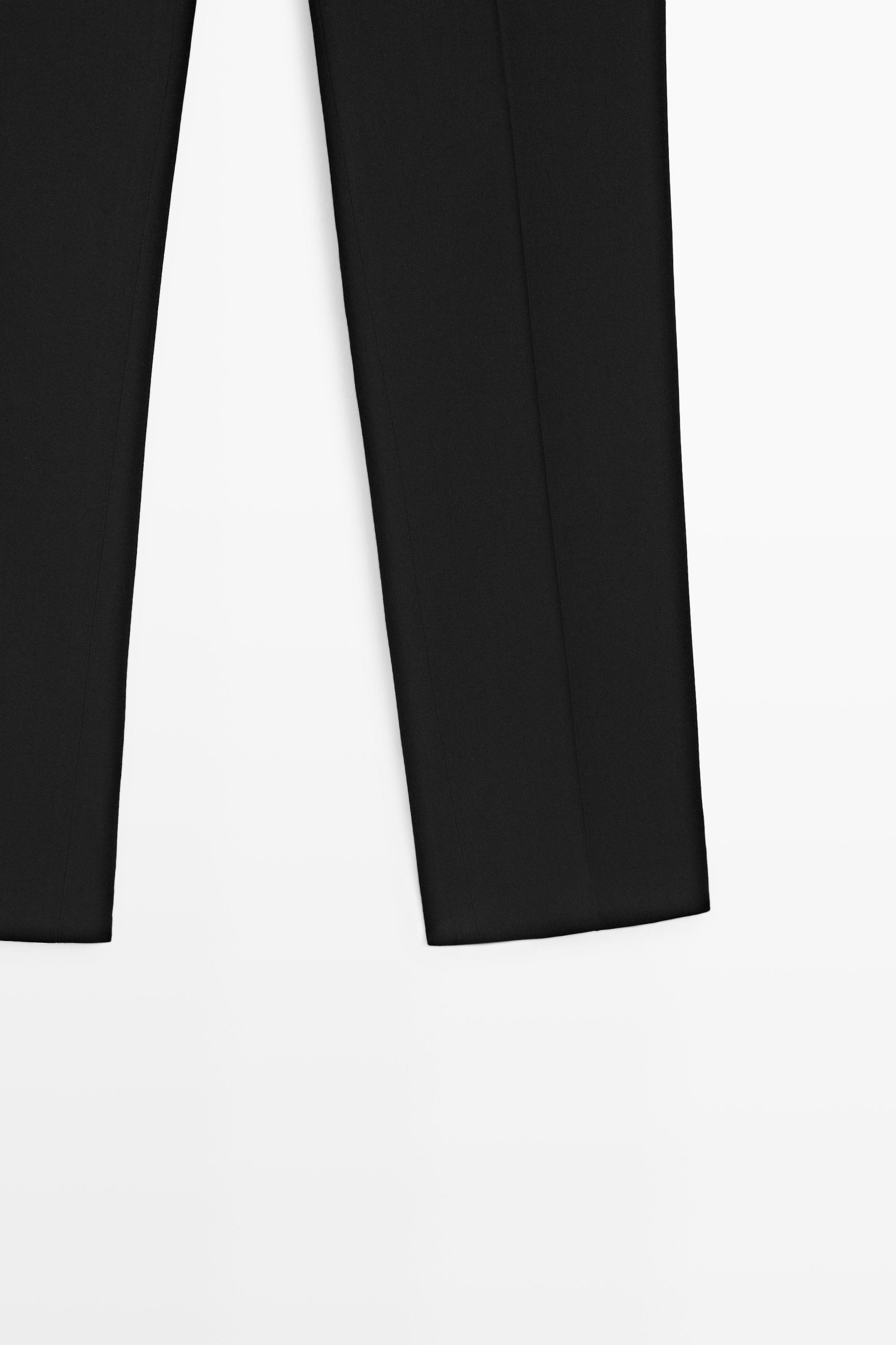 Wool blend waistband trousers — BLACK