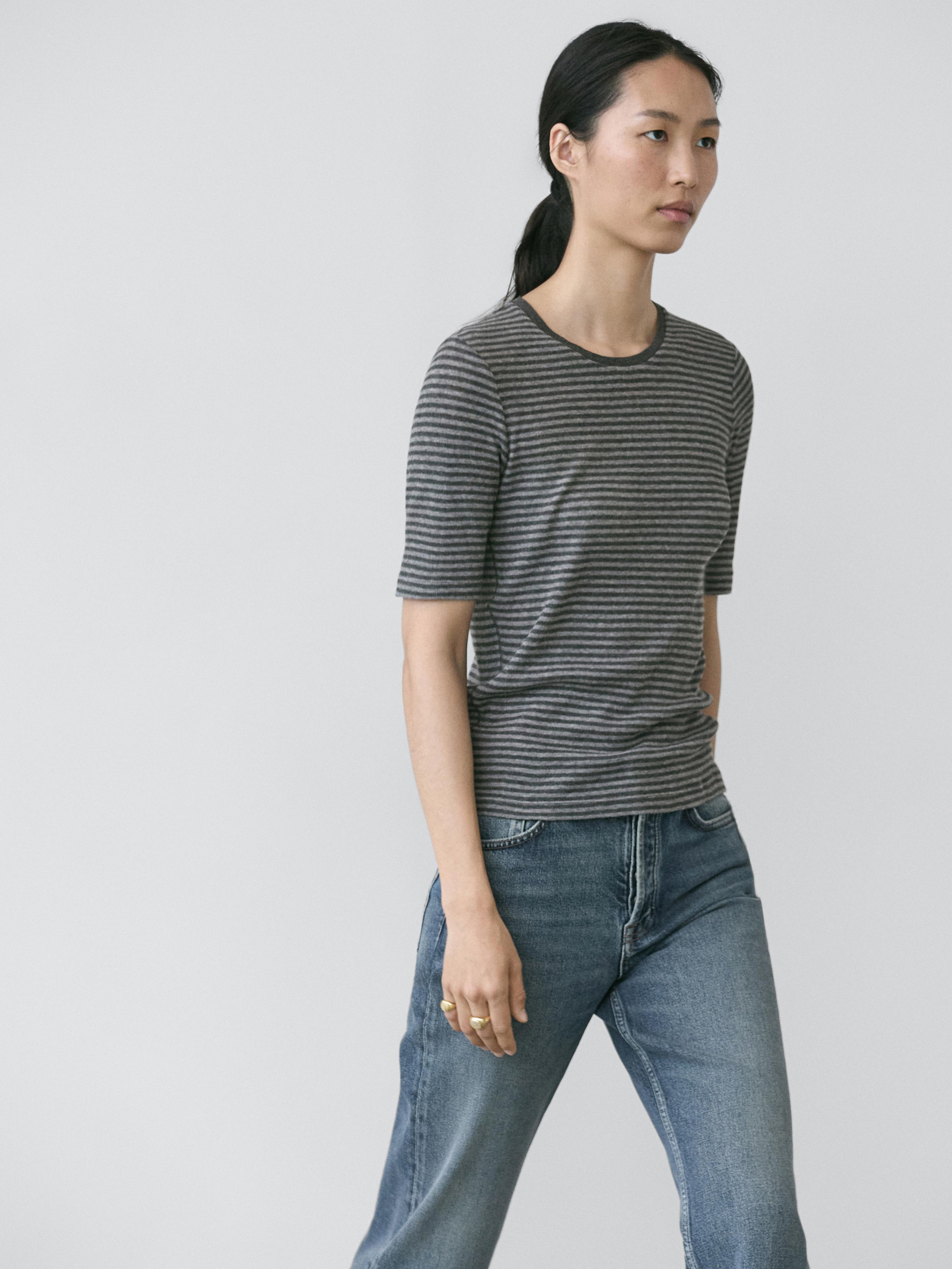 Short sleeve striped shirt — GREY