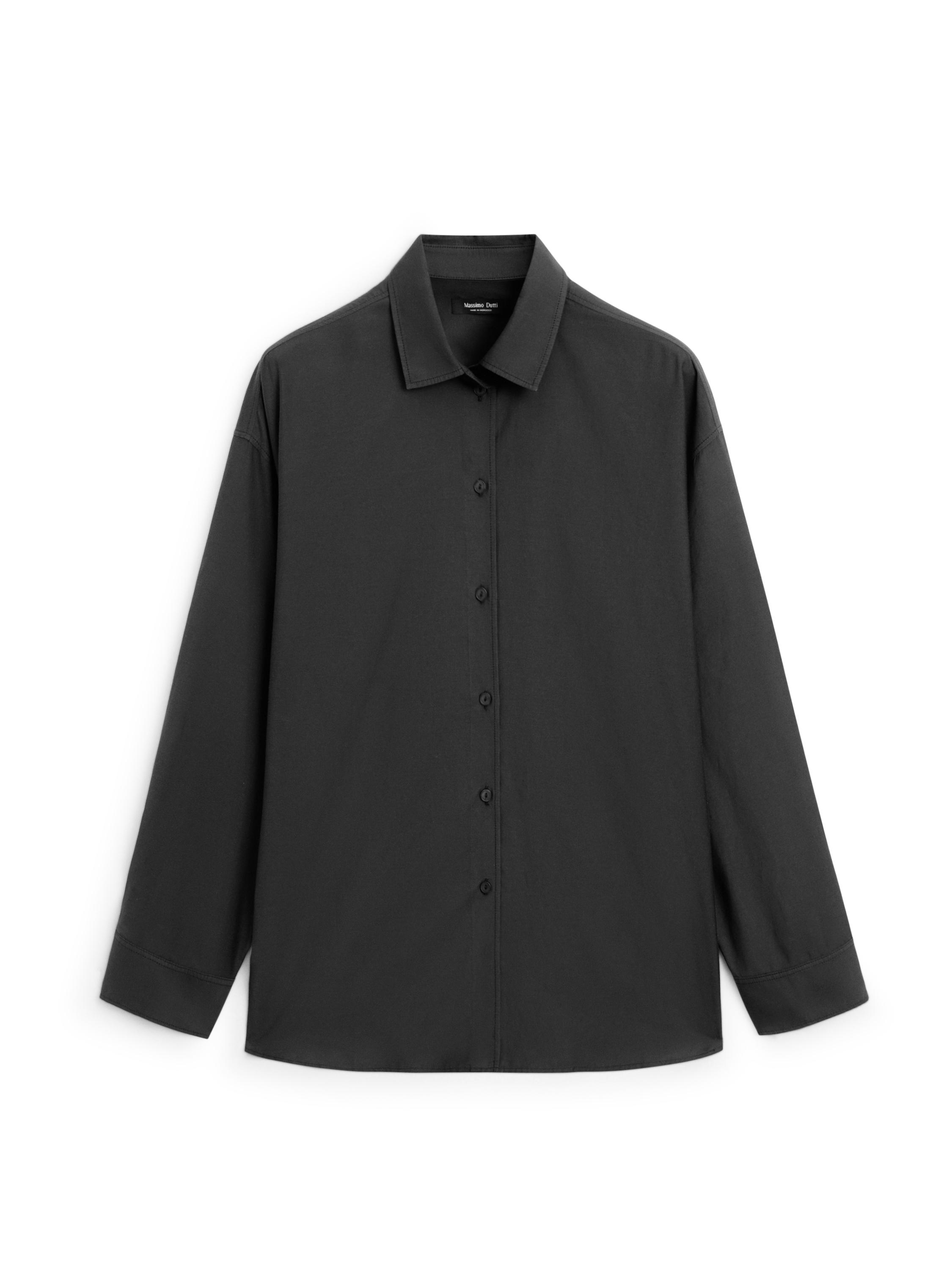 Flowing cotton-silk shirt — BLACK