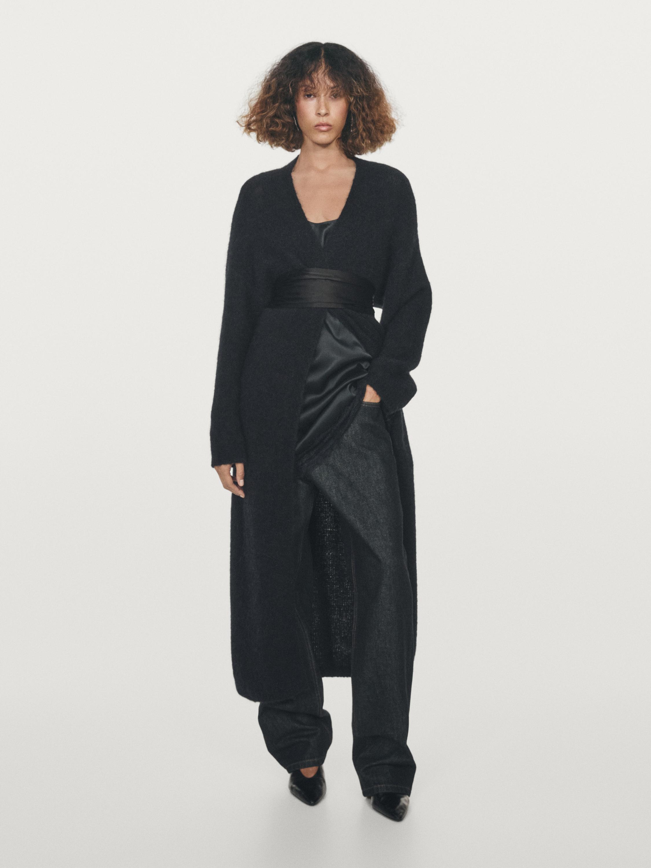 Càrdigan llarg raspallat amb alpaca