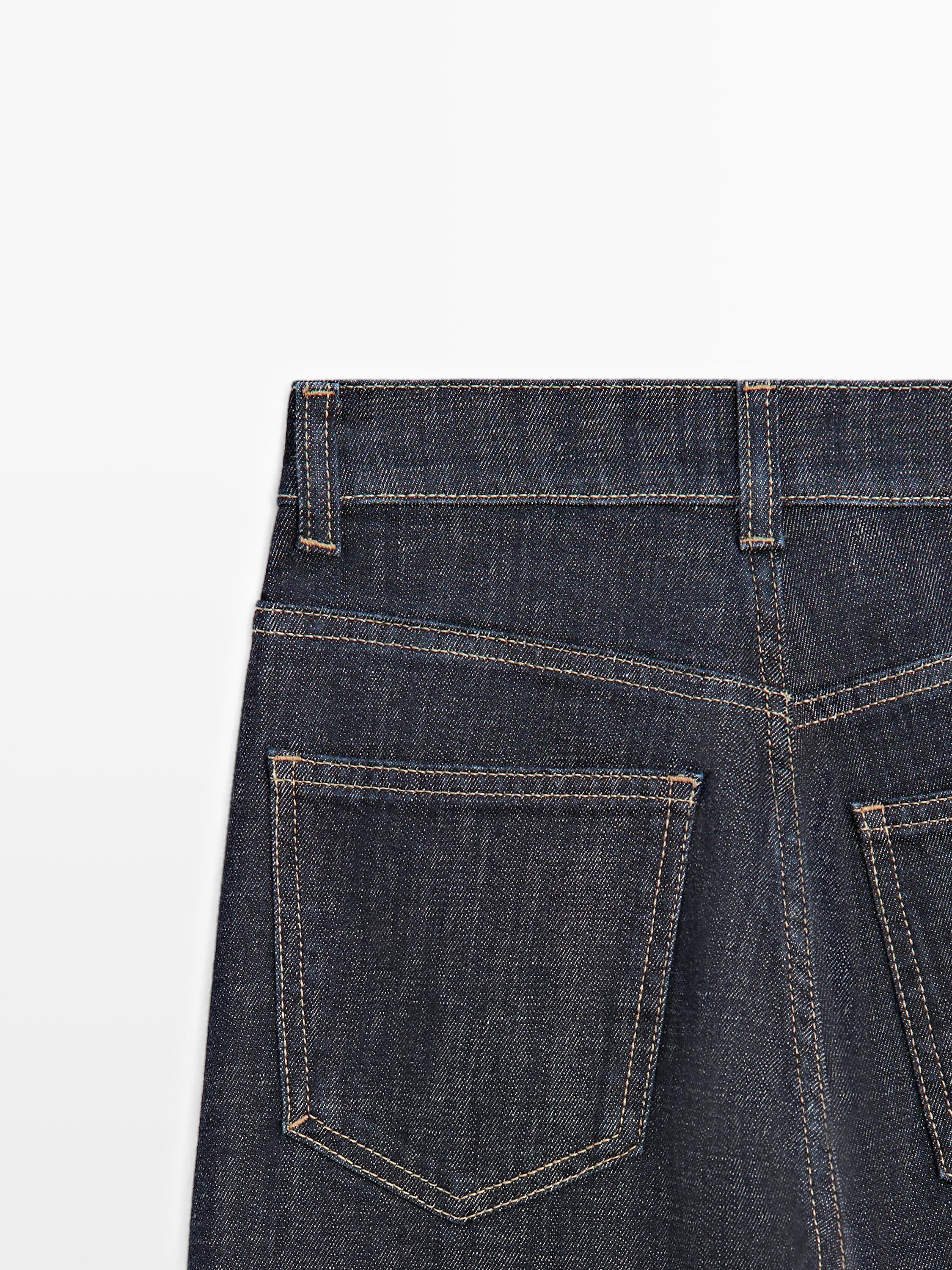 Flared high-waist jeans — DARK BLUE