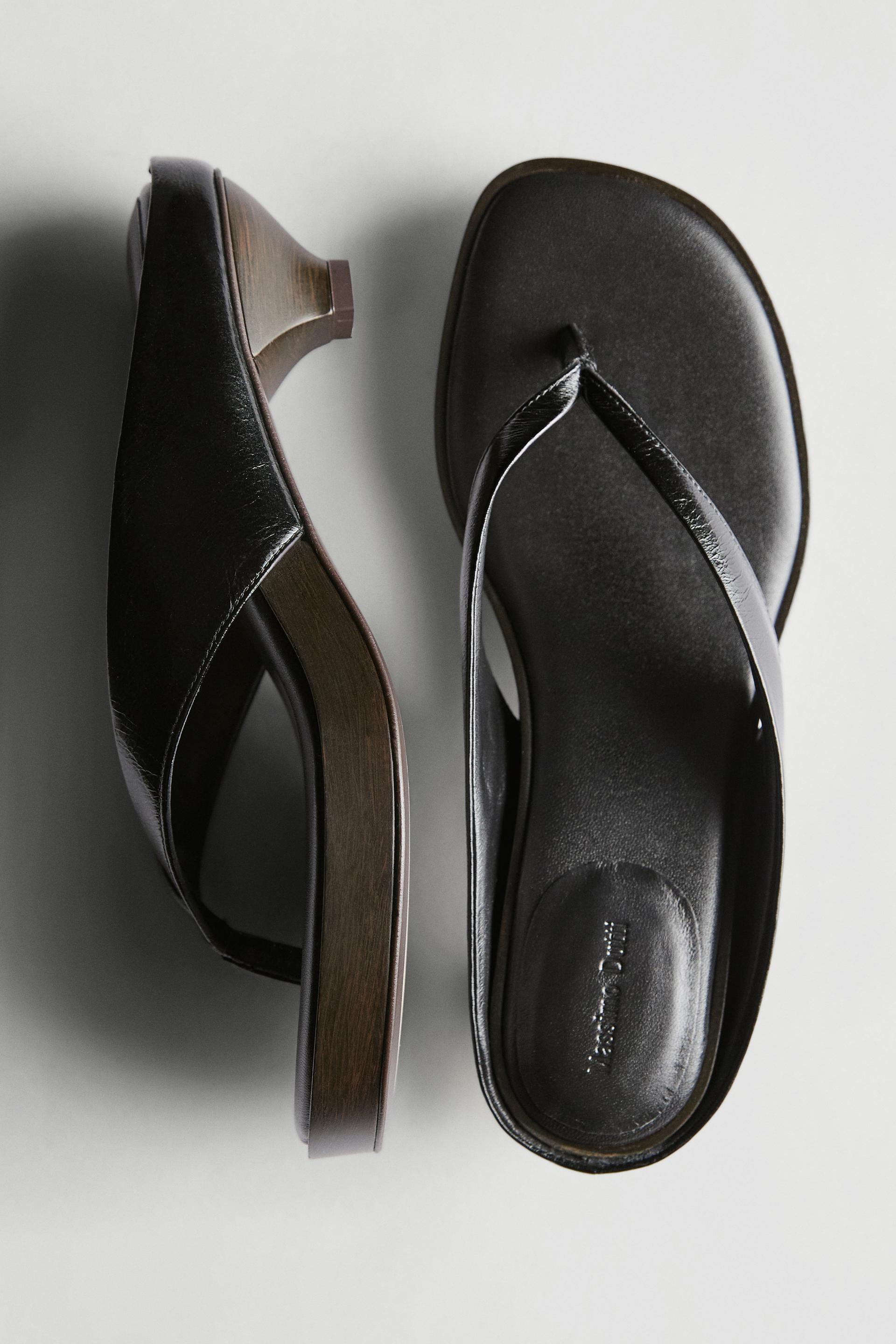Sandalia Dedo Tacón Medio - Negro - 36 - Massimo Dutti - Mujer