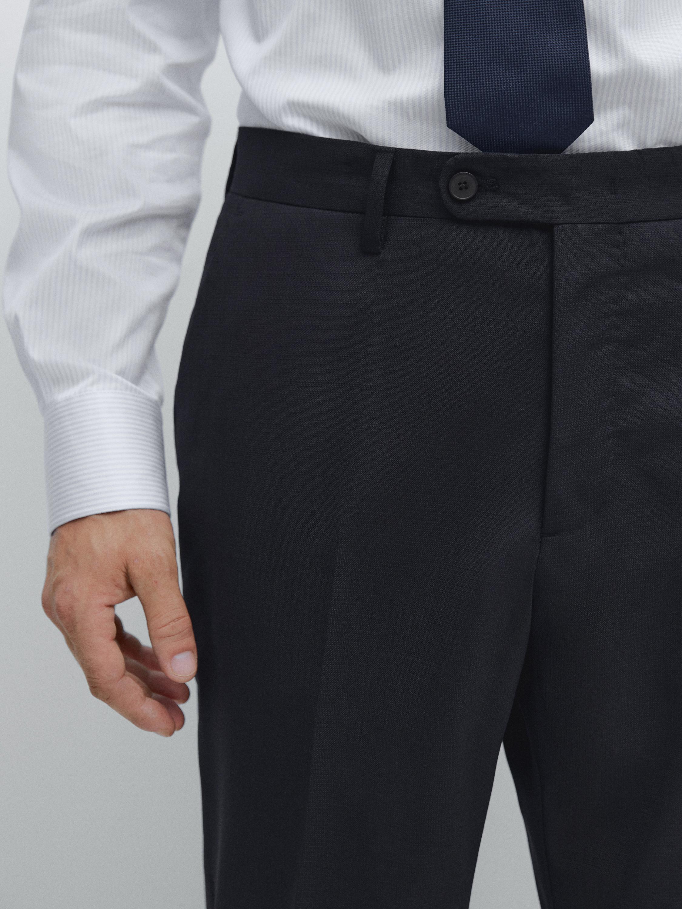 بنطلون بدلة من الصوف المخلوط