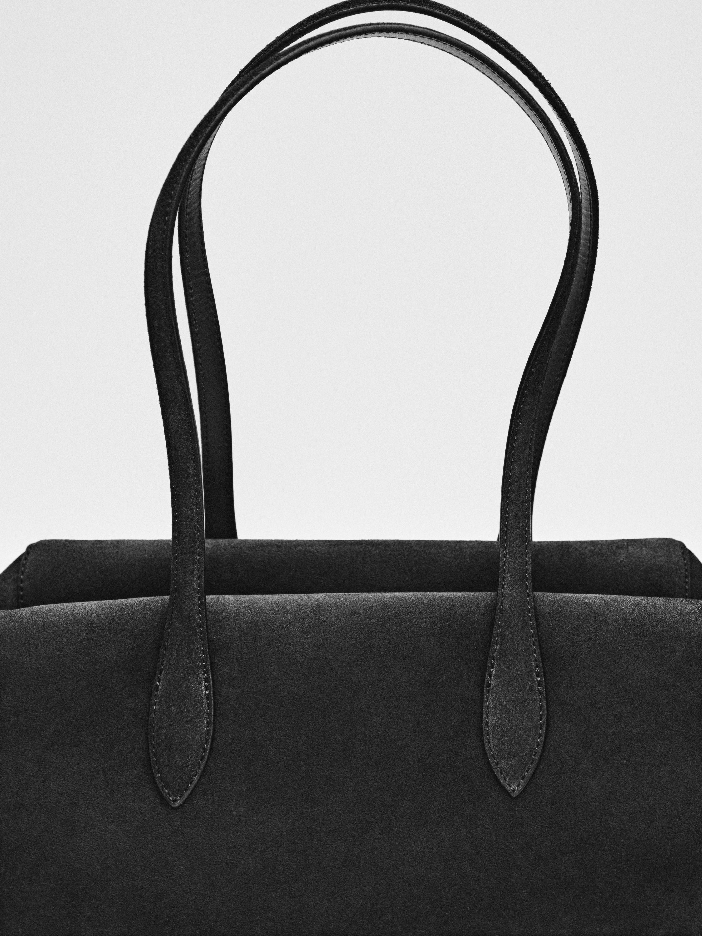 Split leather west satchel bag — BROWN
