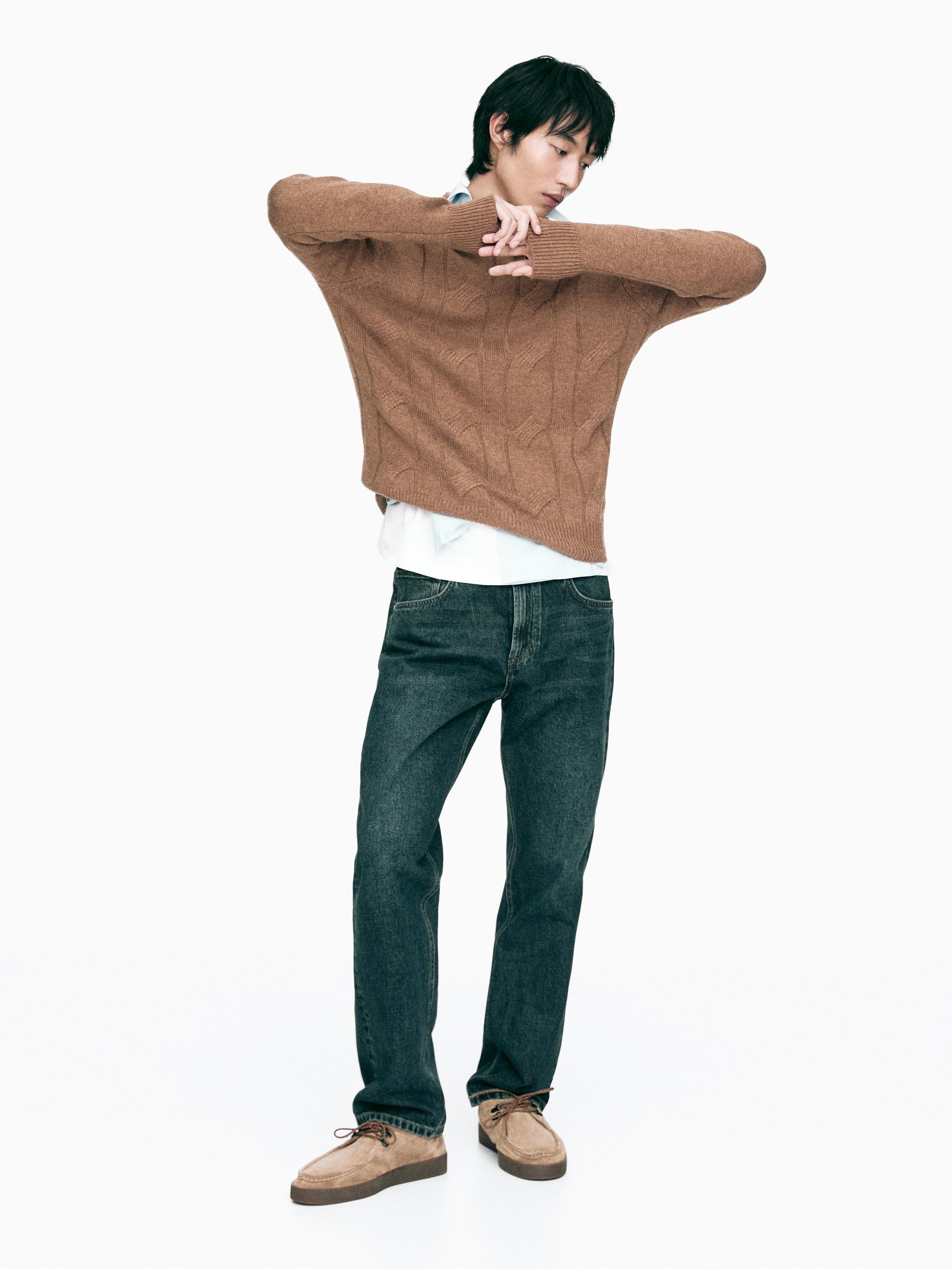 Scarpe Con Bordino In Pelle Scamosciata Foderate - Sabbia - 41 - Massimo Dutti - Maschile