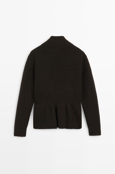 Mixed-Knit Suede Pocket Cardigan — BROWN 6