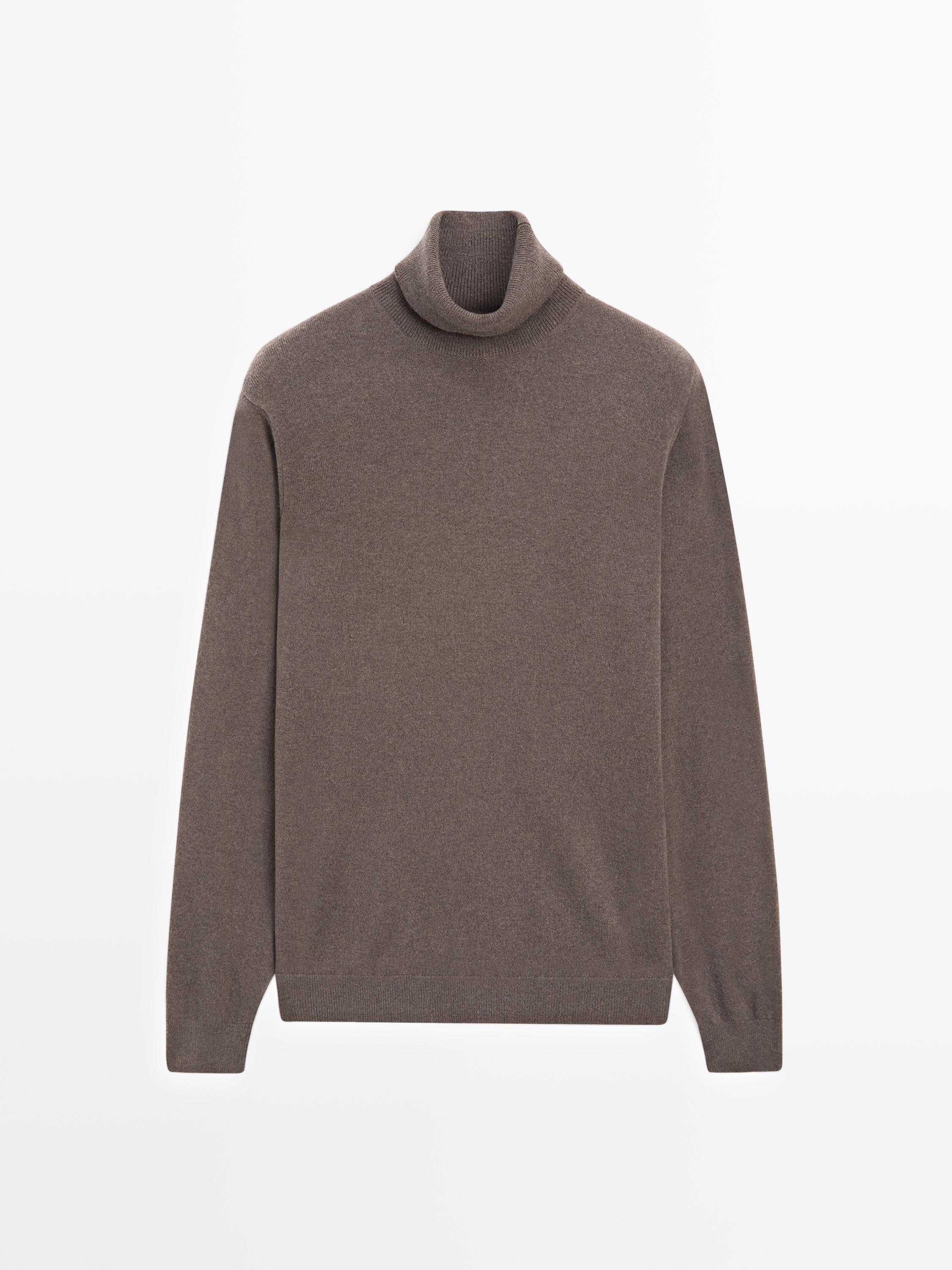 Wool blend knit sweater with high neck