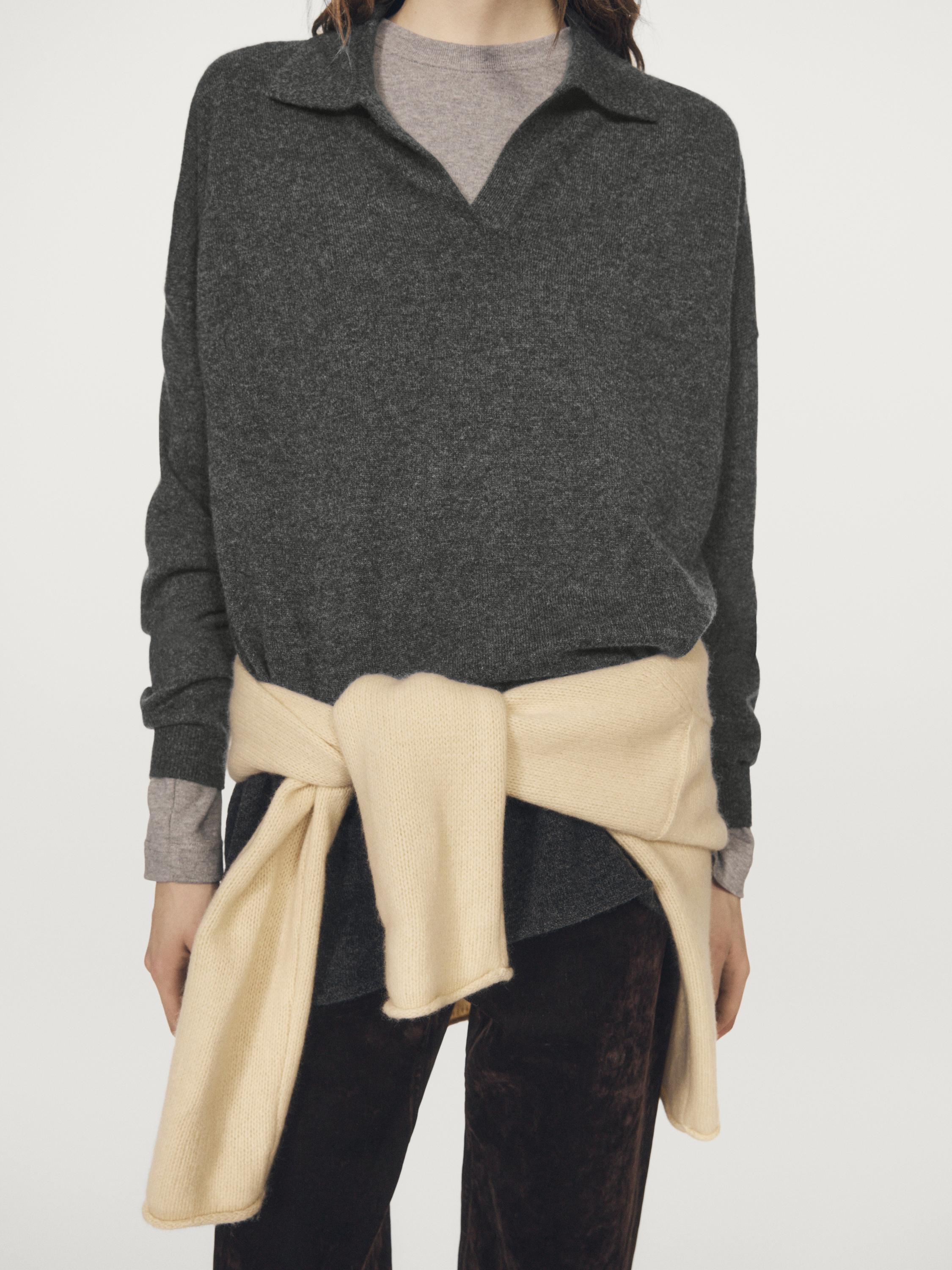 100% cashmere oversize knit sweater — MEDIUM GREY