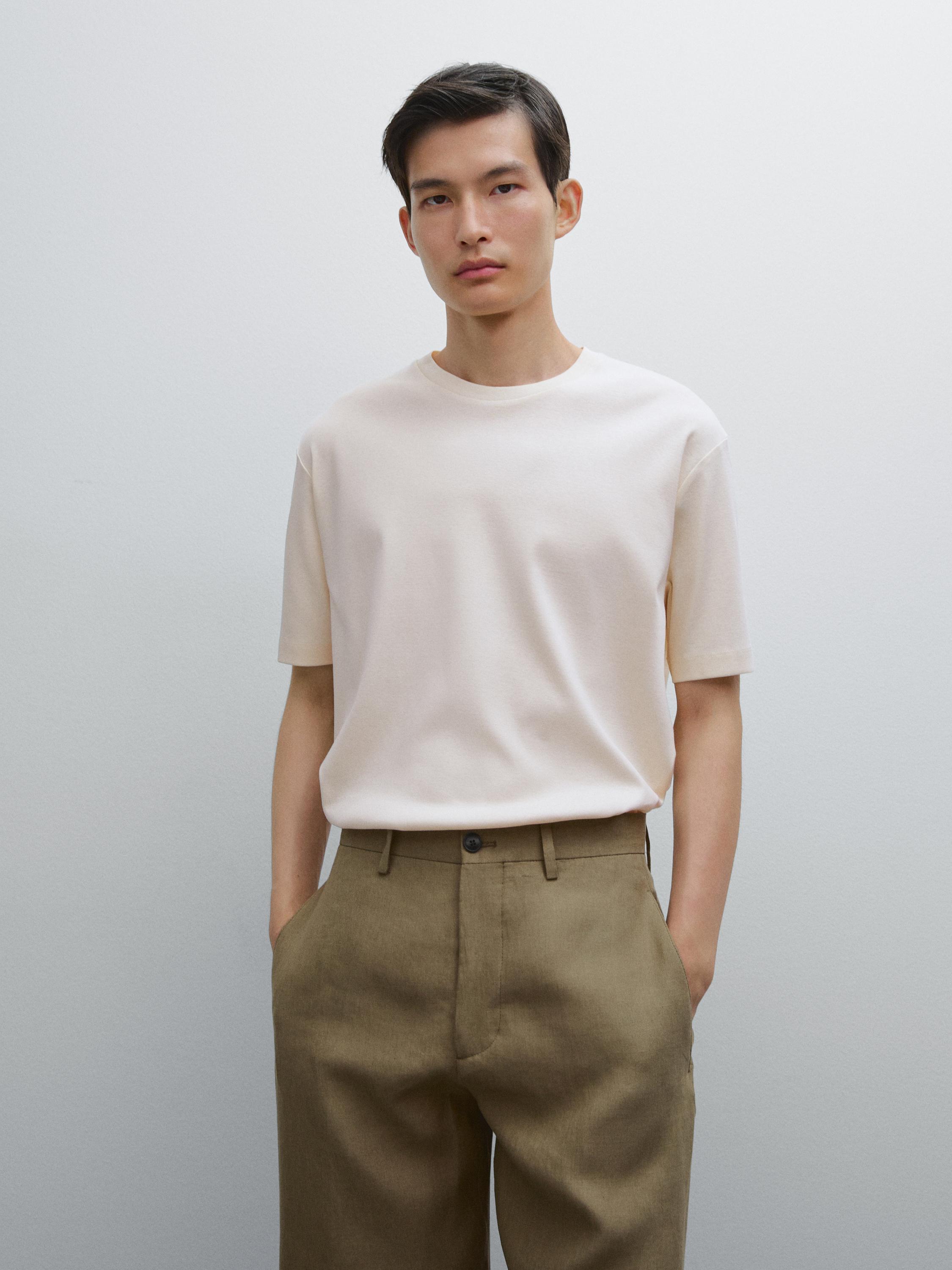 Short sleeve mercerised cotton T-shirt