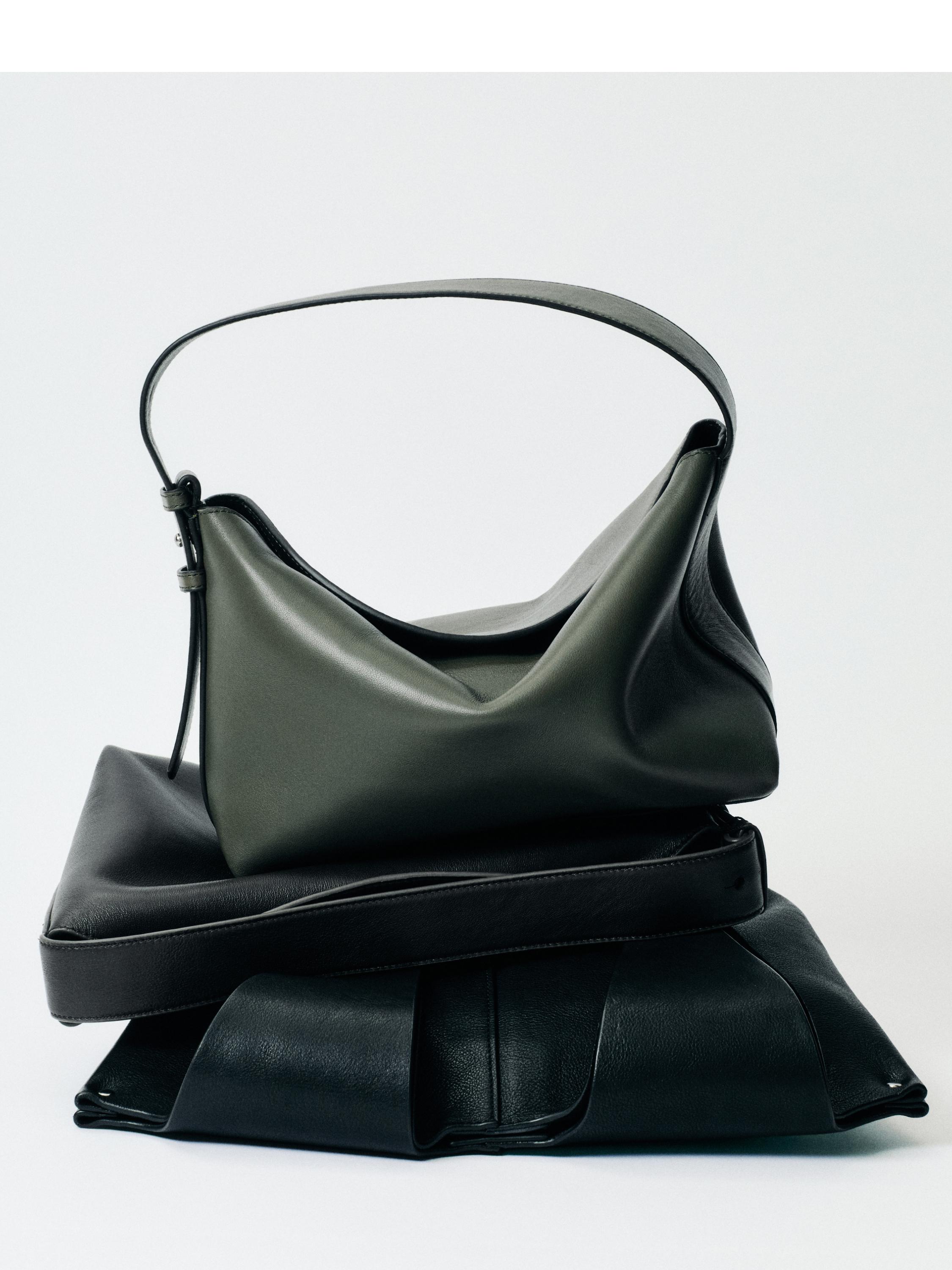 Small nappa leather shoulder bag — KHAKI
