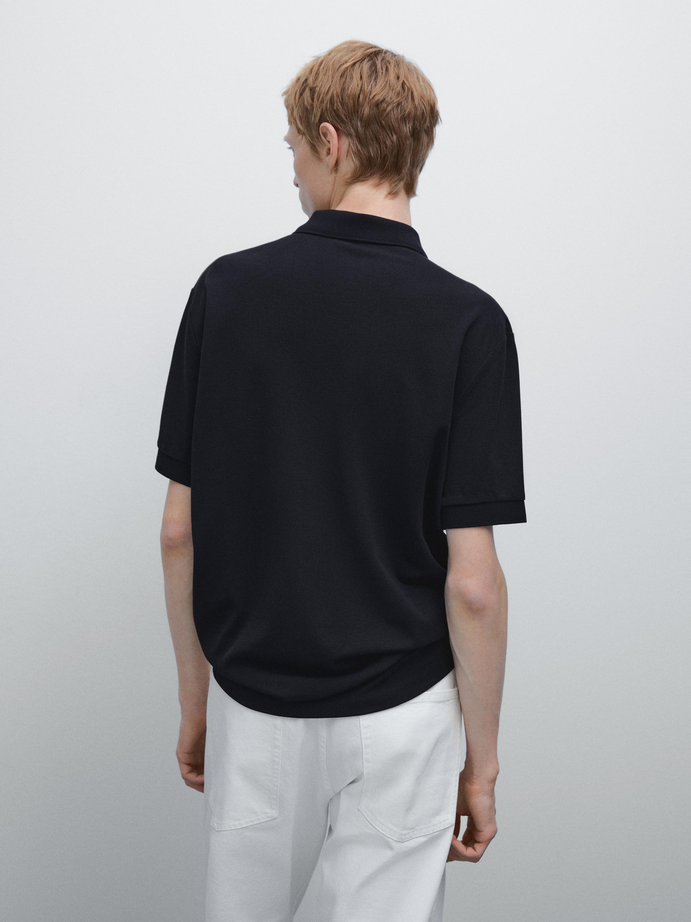 Poloshirt mit kurzen Ärmeln und Mikrostrukturmuster