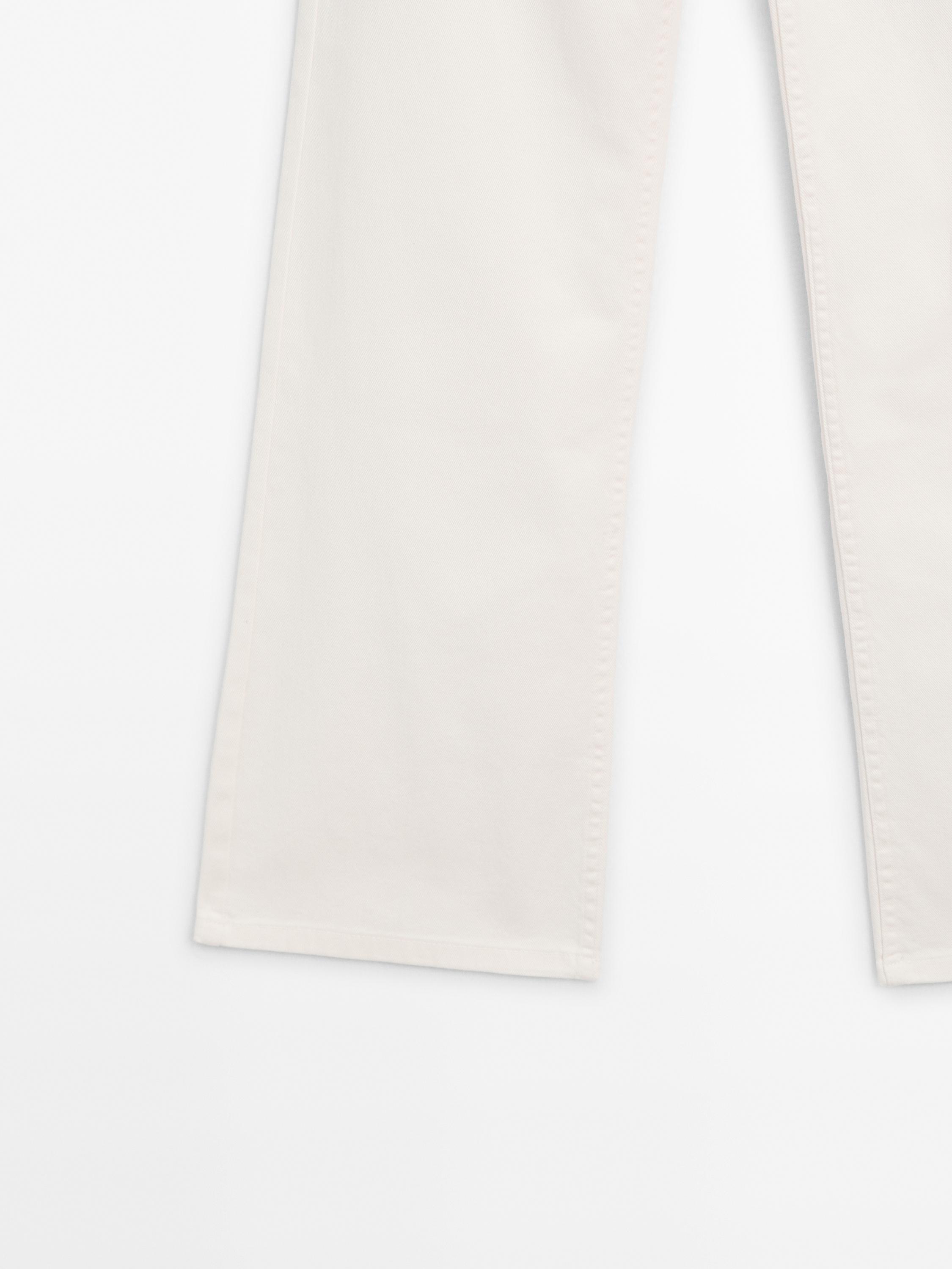High-waist straight fit denim trousers