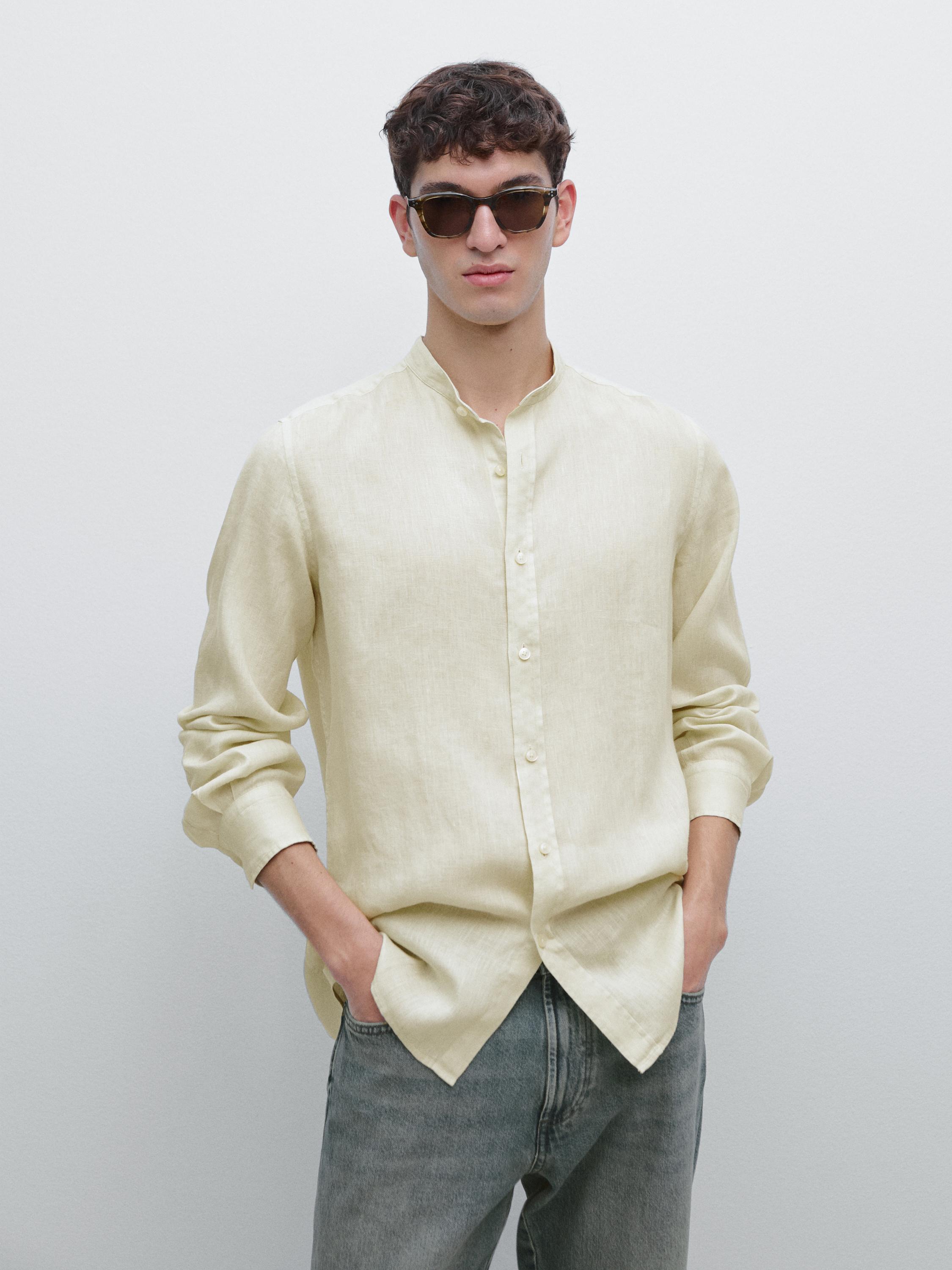 Camisa cuello mao slim fit