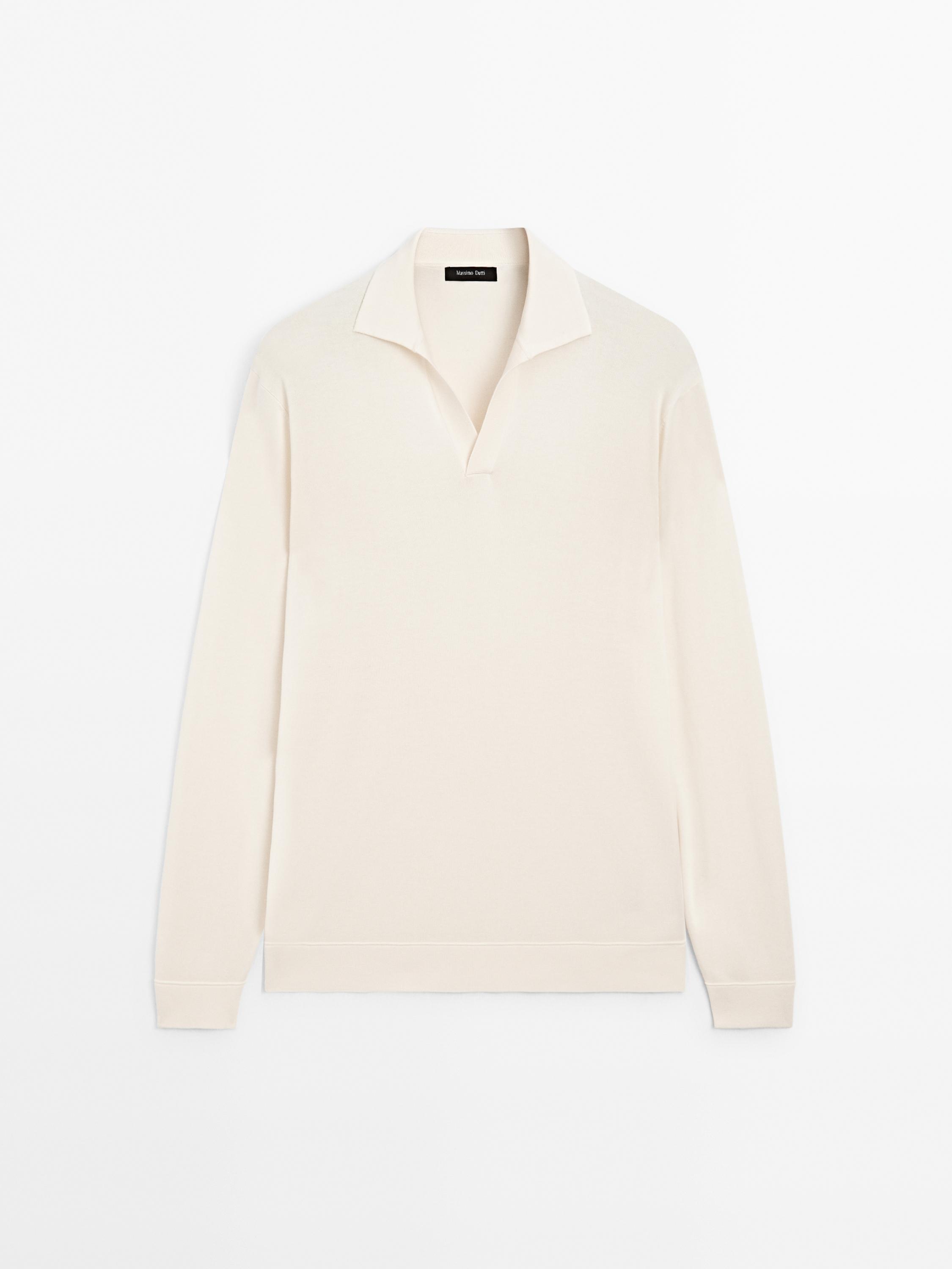 V-neck knit polo sweater
