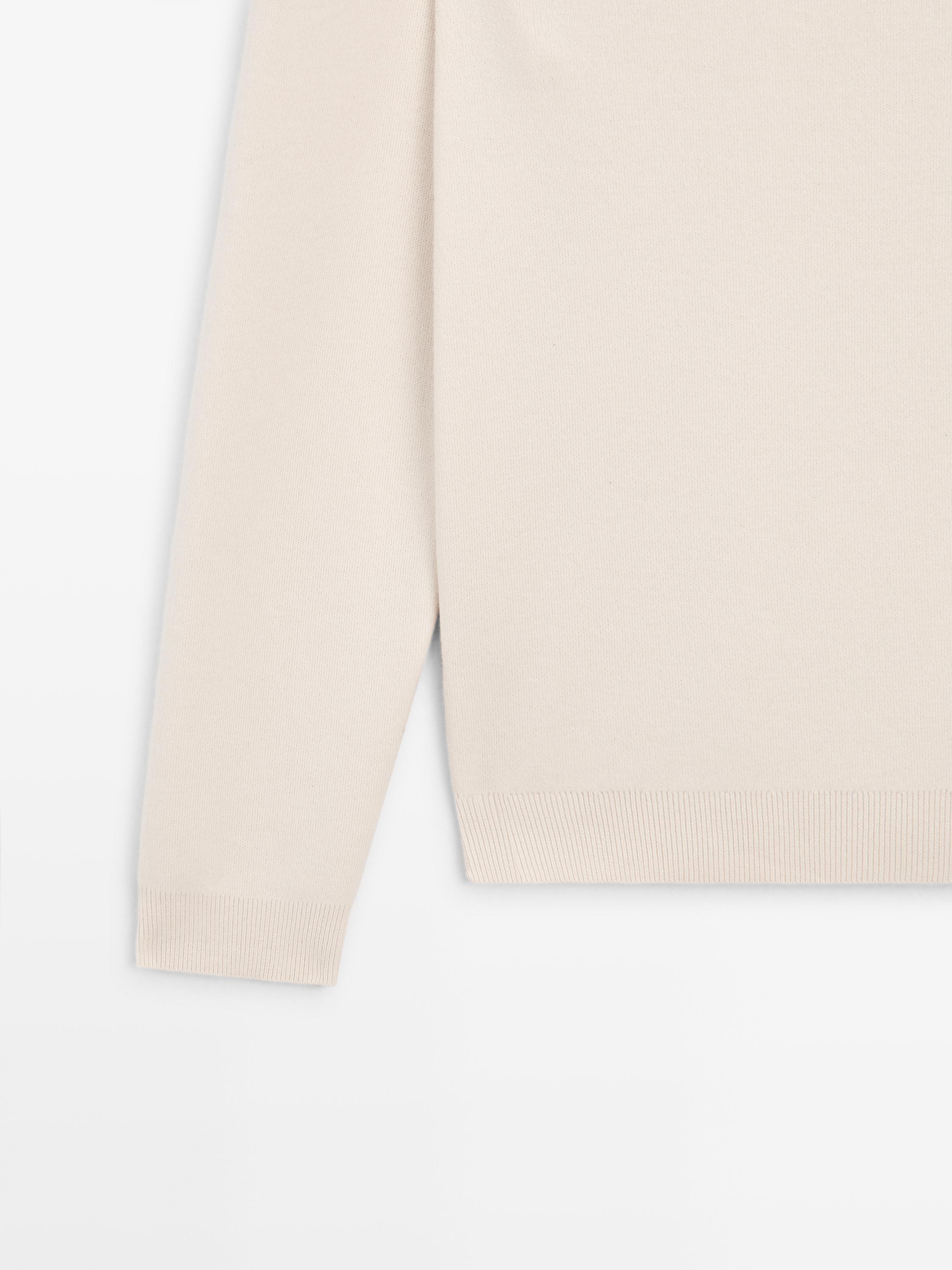 Knit 100% cotton crew neck sweater — Vanilla