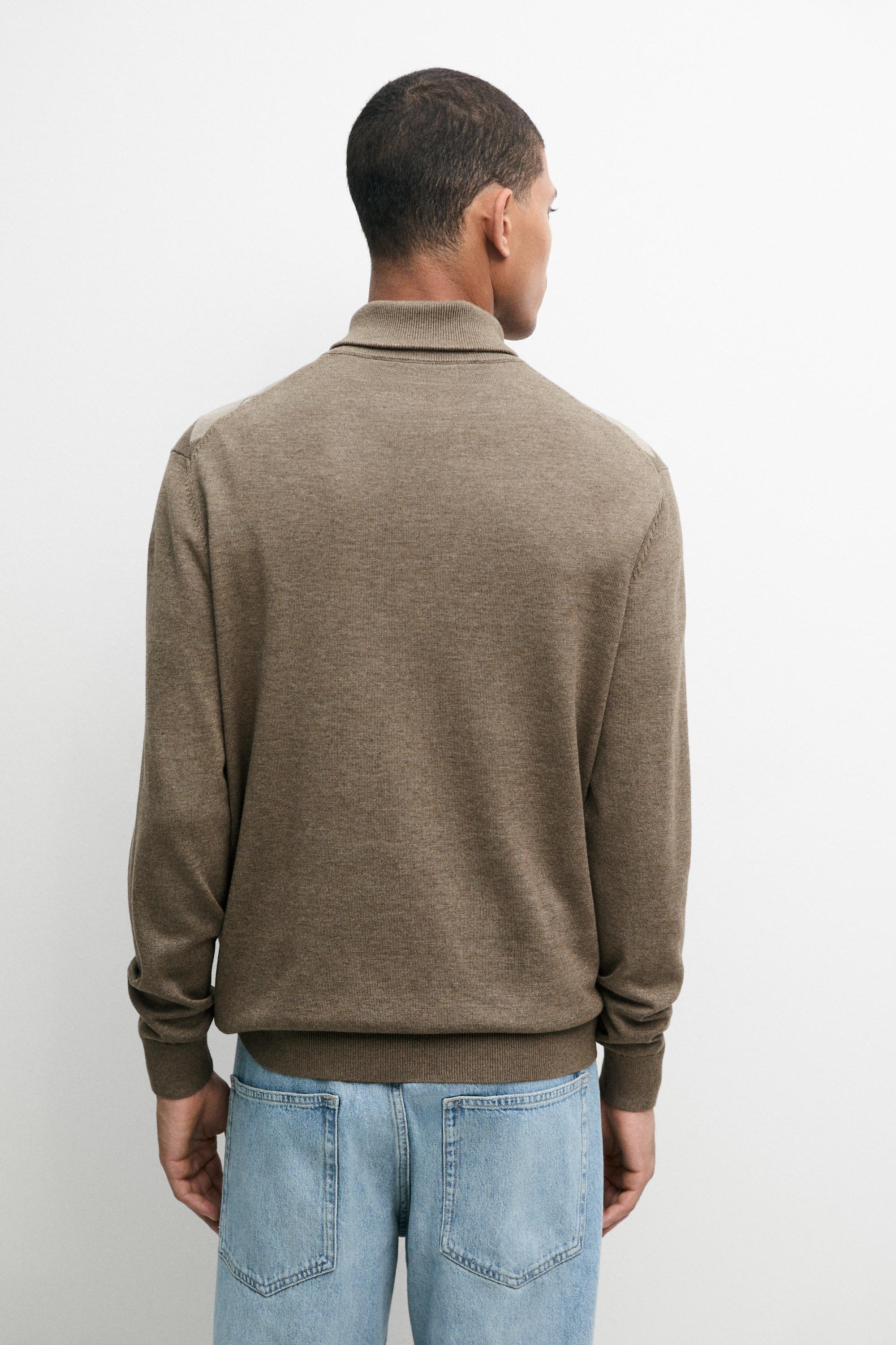 Argyle quarter-zip knit sweater — KHAKI