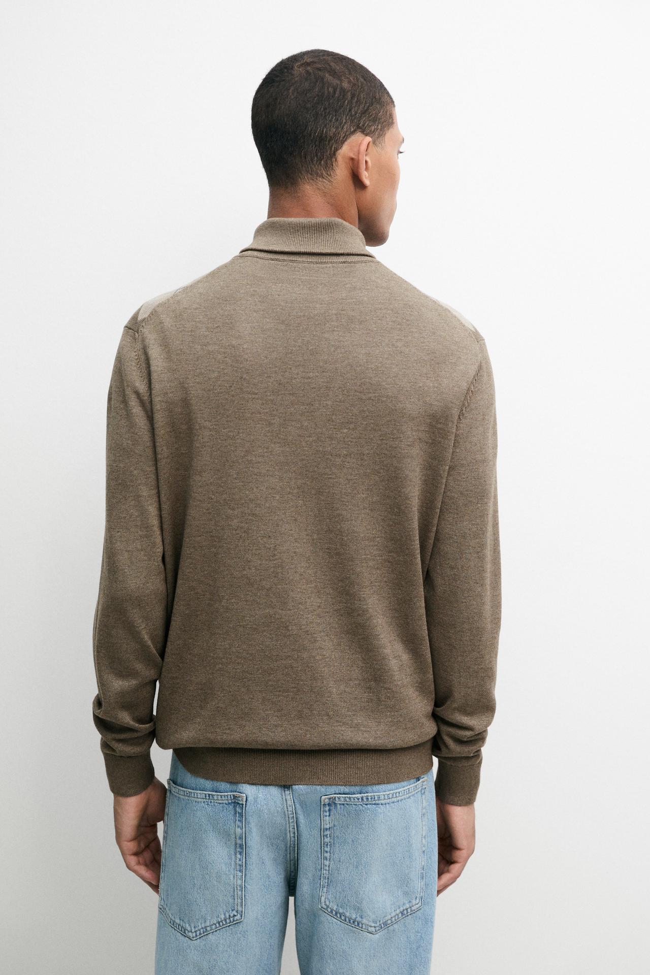 Argyle quarter-zip knit sweater — KHAKI