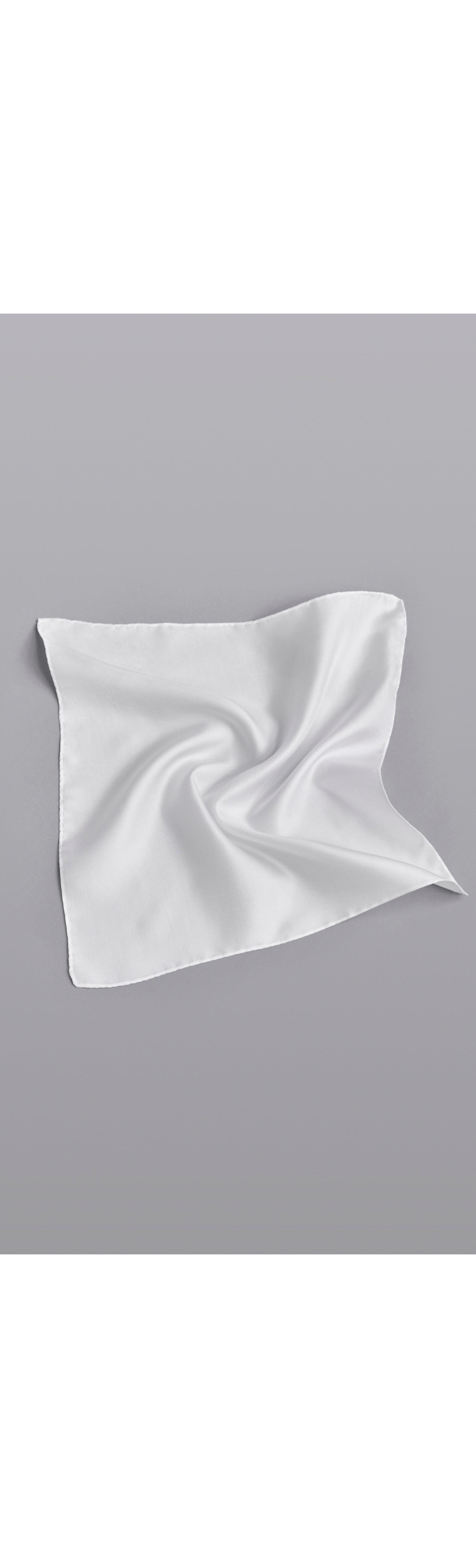 Plain 100% silk pocket square — WHITE