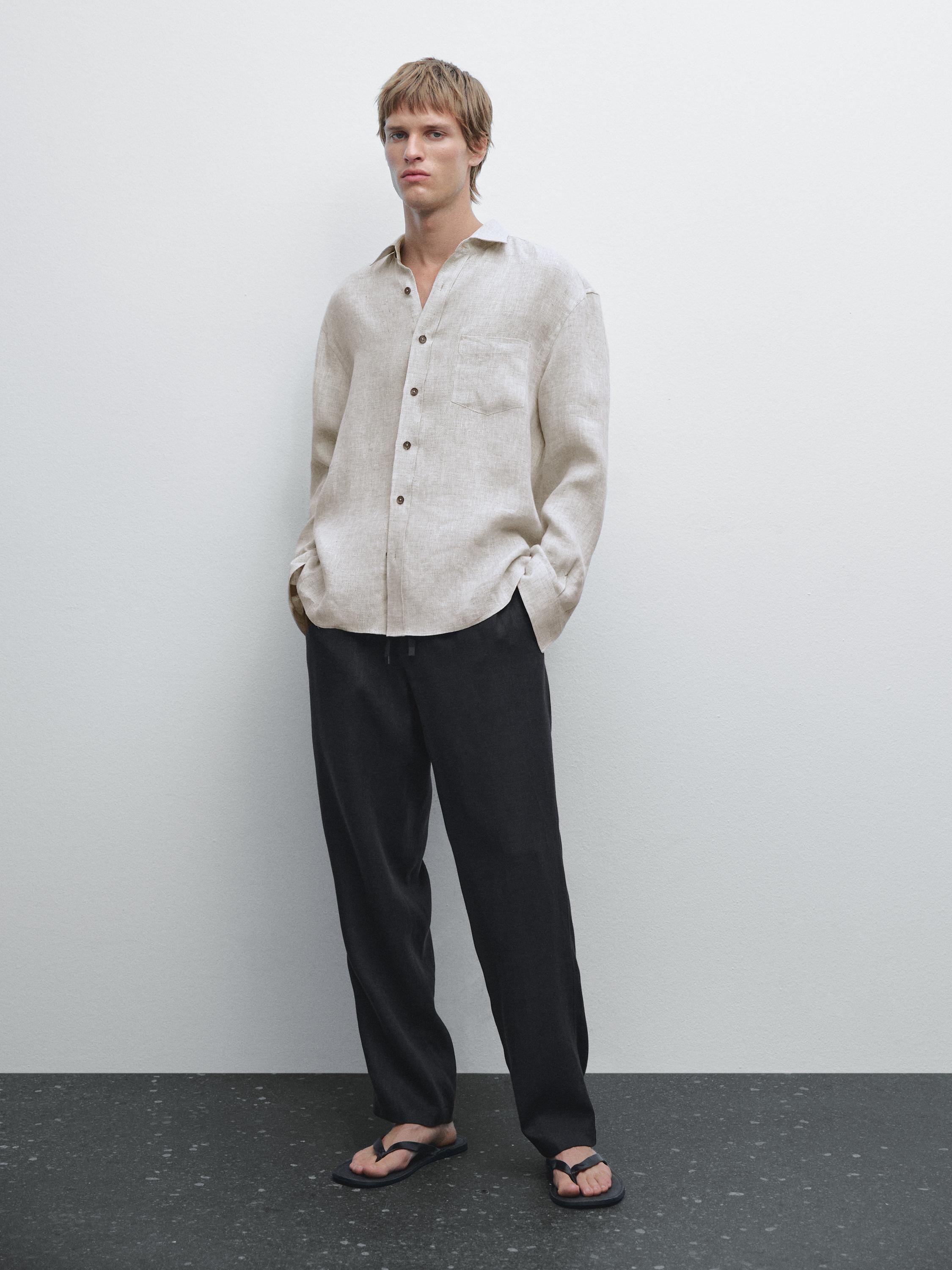 100% linen jogger fit trousers