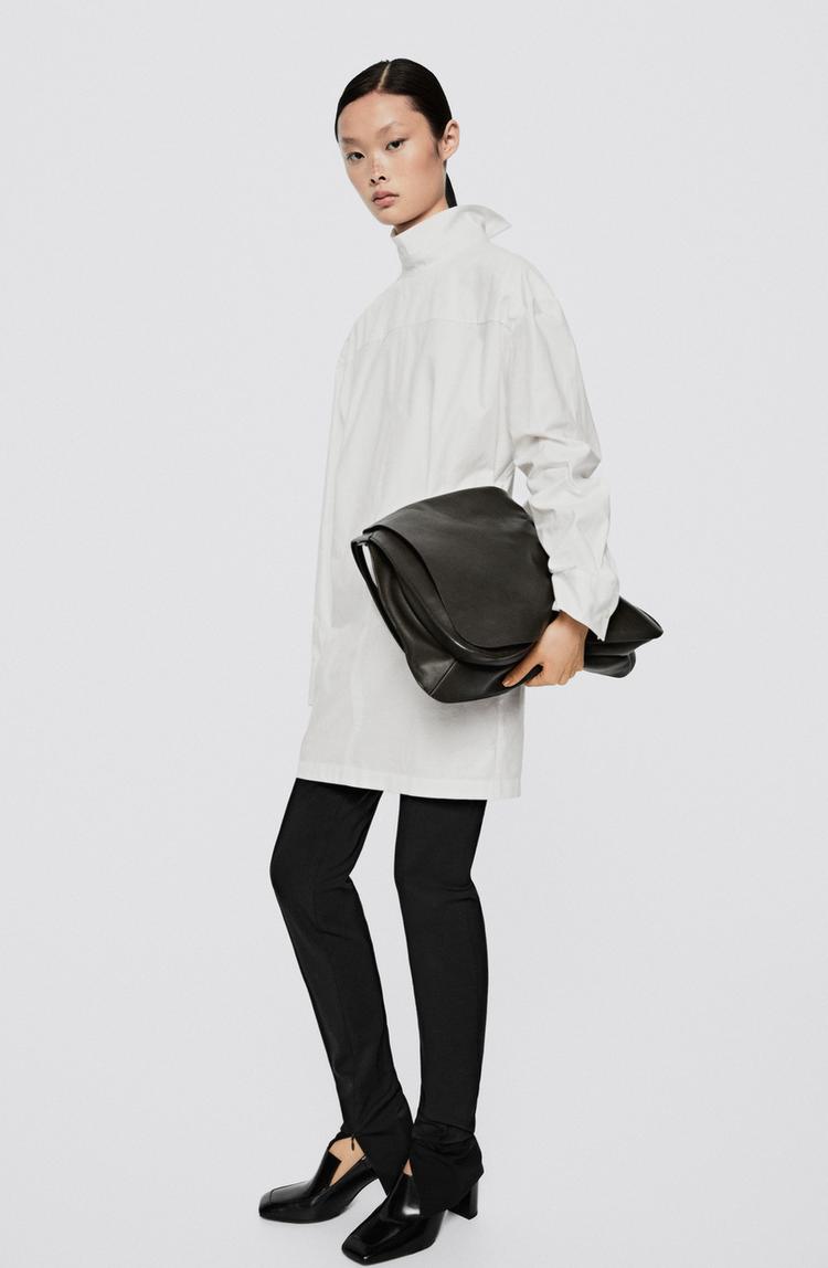 Oversize poplin high-neck shirt - LIMITED EDITION — WHITE