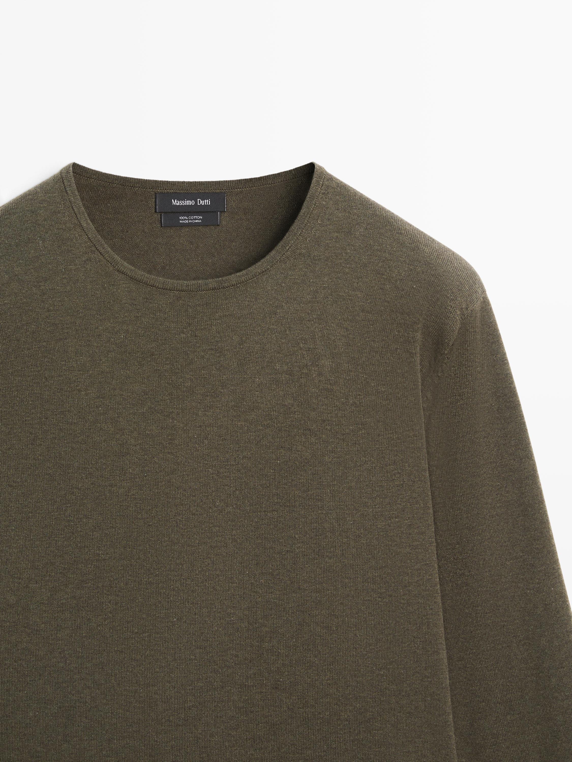 Knit 100% cotton crew neck sweater — GREEN