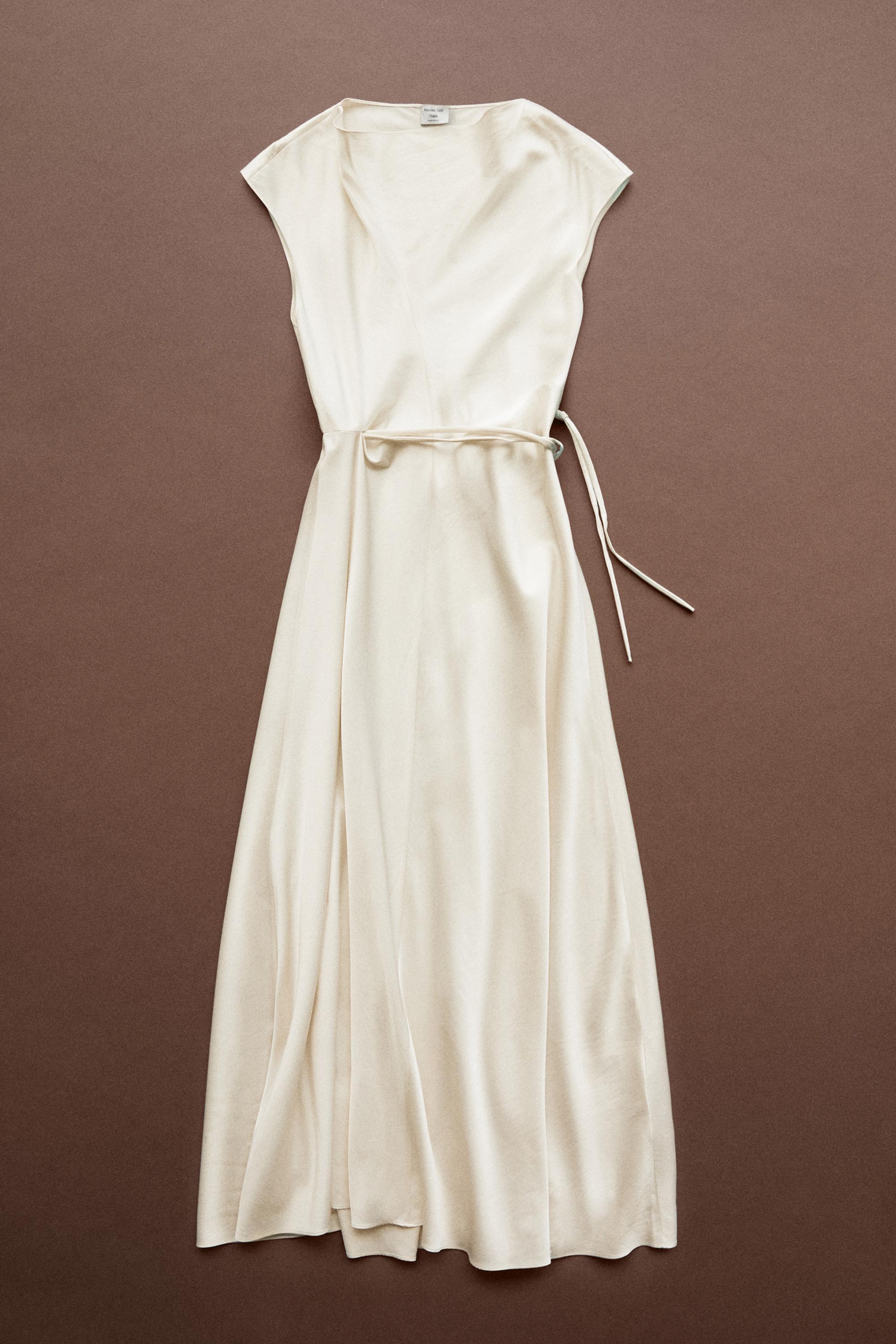 Draped Neckline Flowing Dress - STUDIO — CREAM