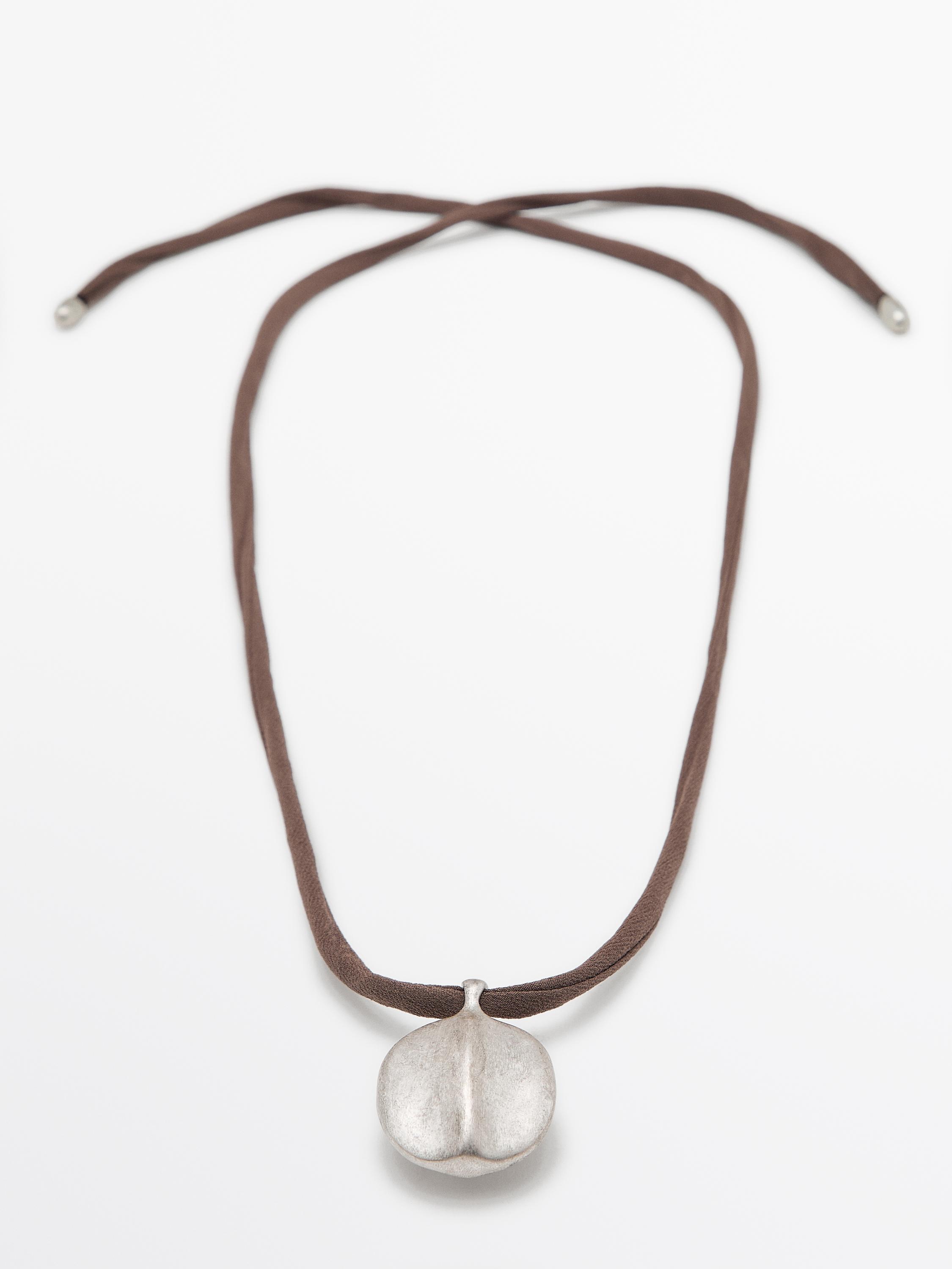 Leaf and silk cord necklace
