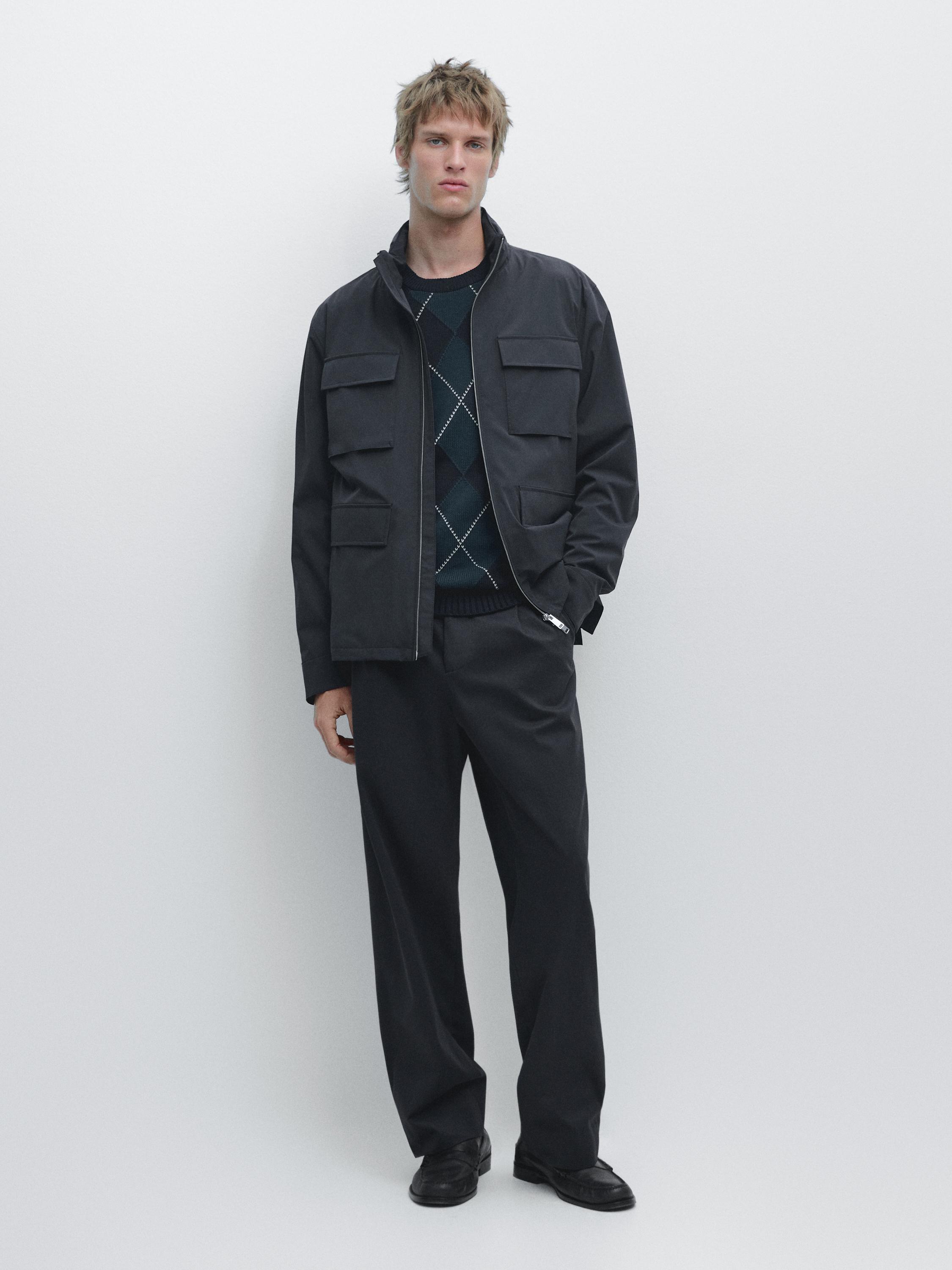 Stretch fabric jacket — NAVY BLUE