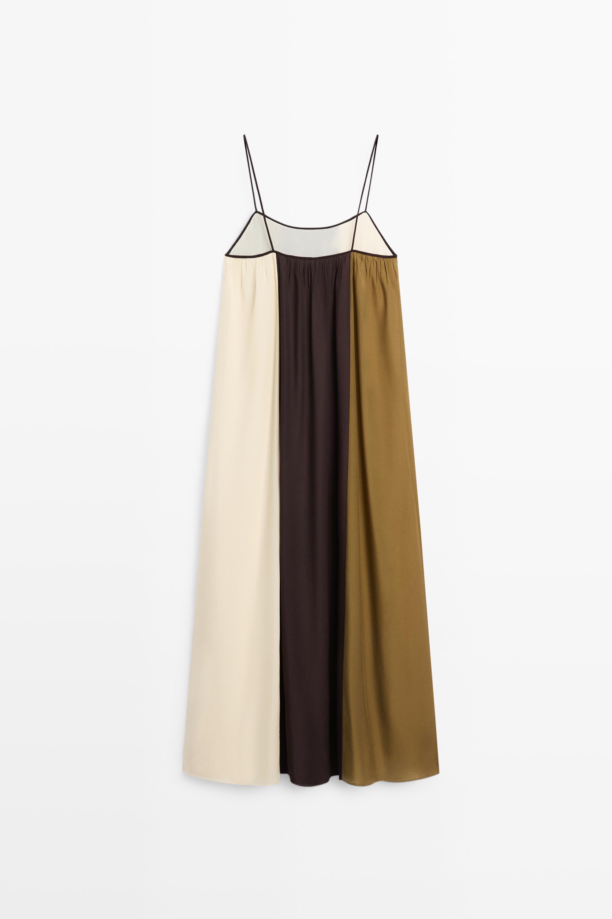 Flowing strappy midi dress — BROWN