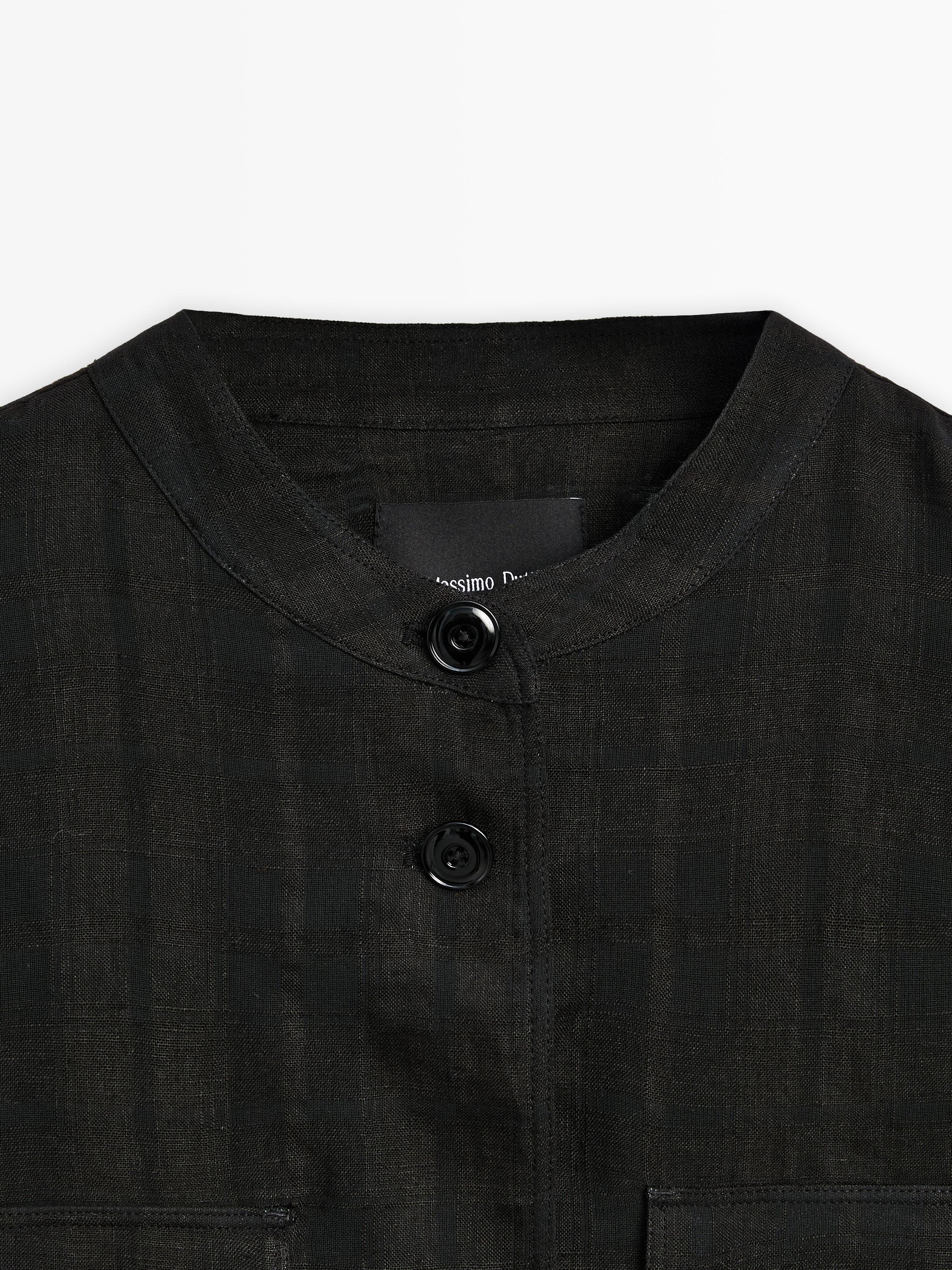 Linen blend check bomber jacket