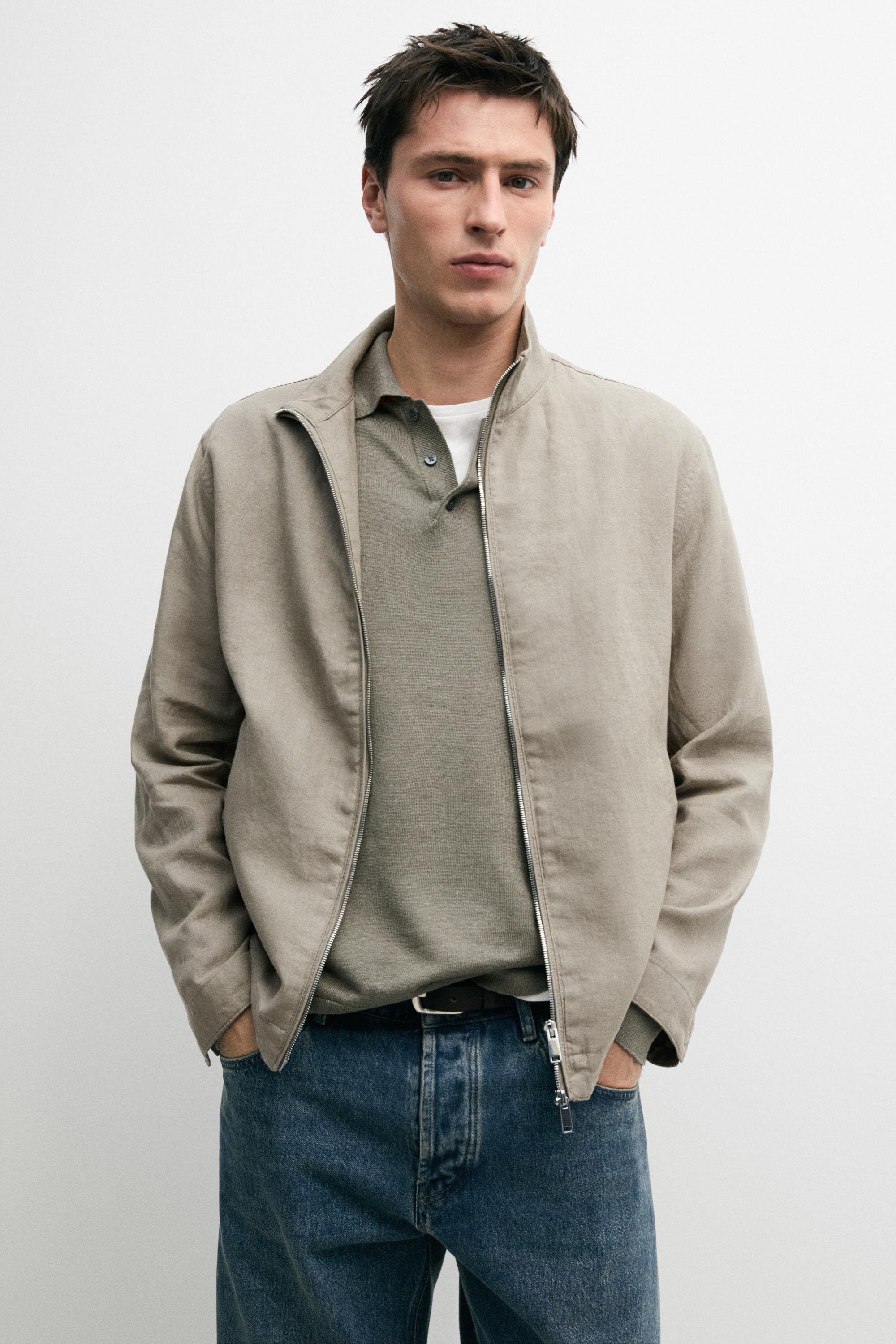 Linen bomber jacket — BEIGE