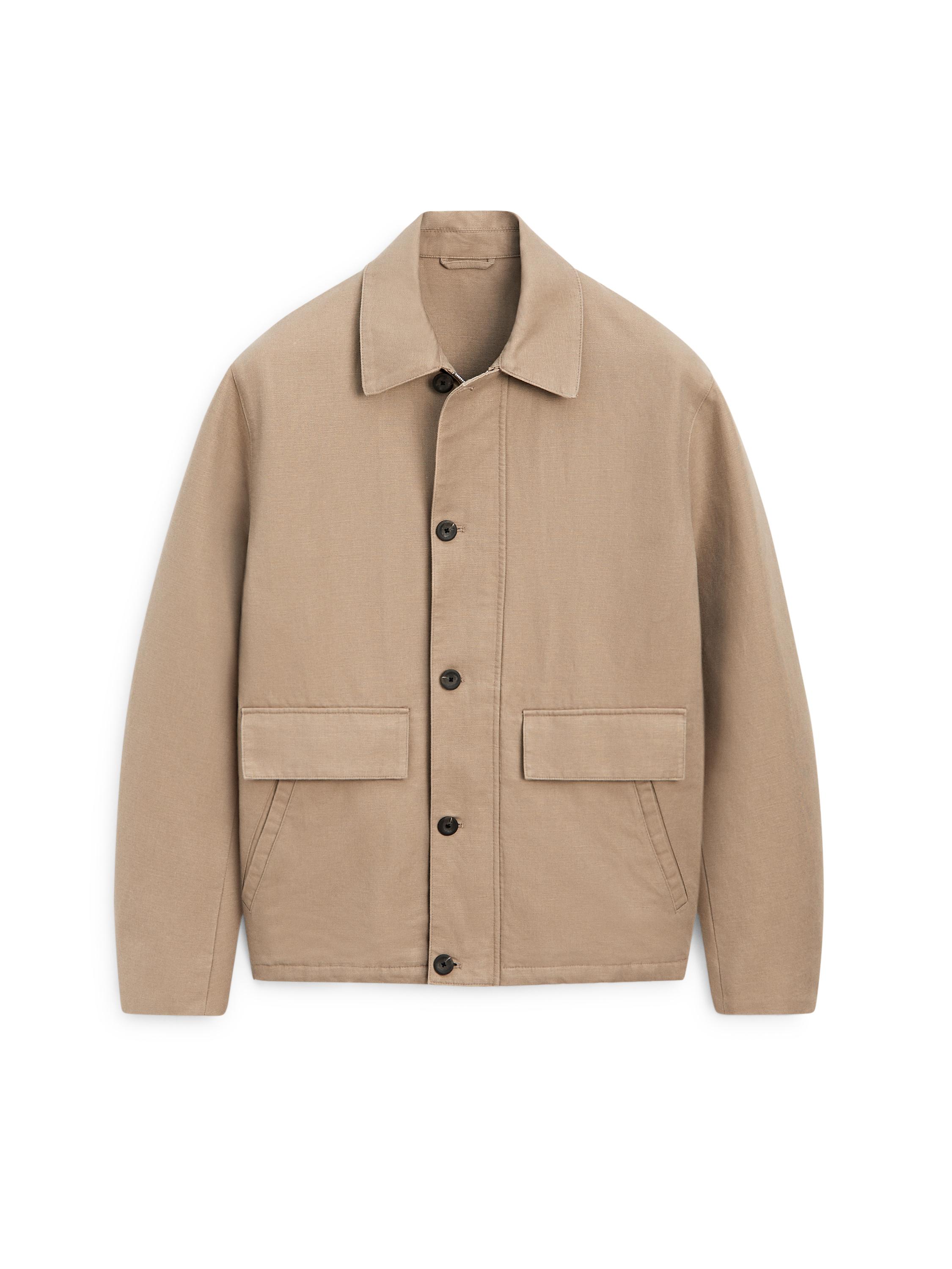 Linen blend jacket with pocket details — BEIGE