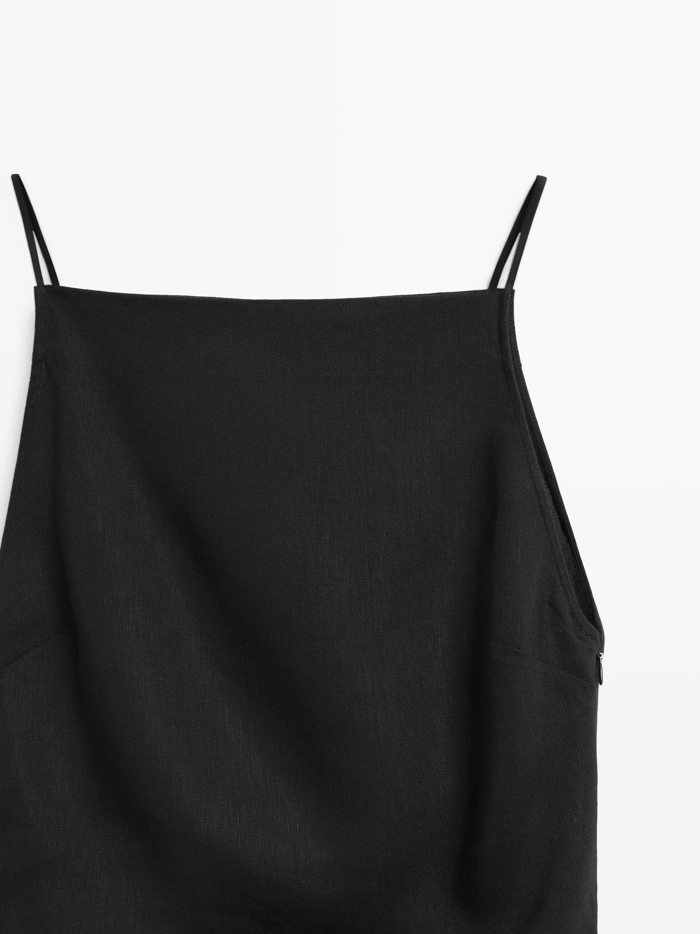Midikleid mit Leinen und Trägern