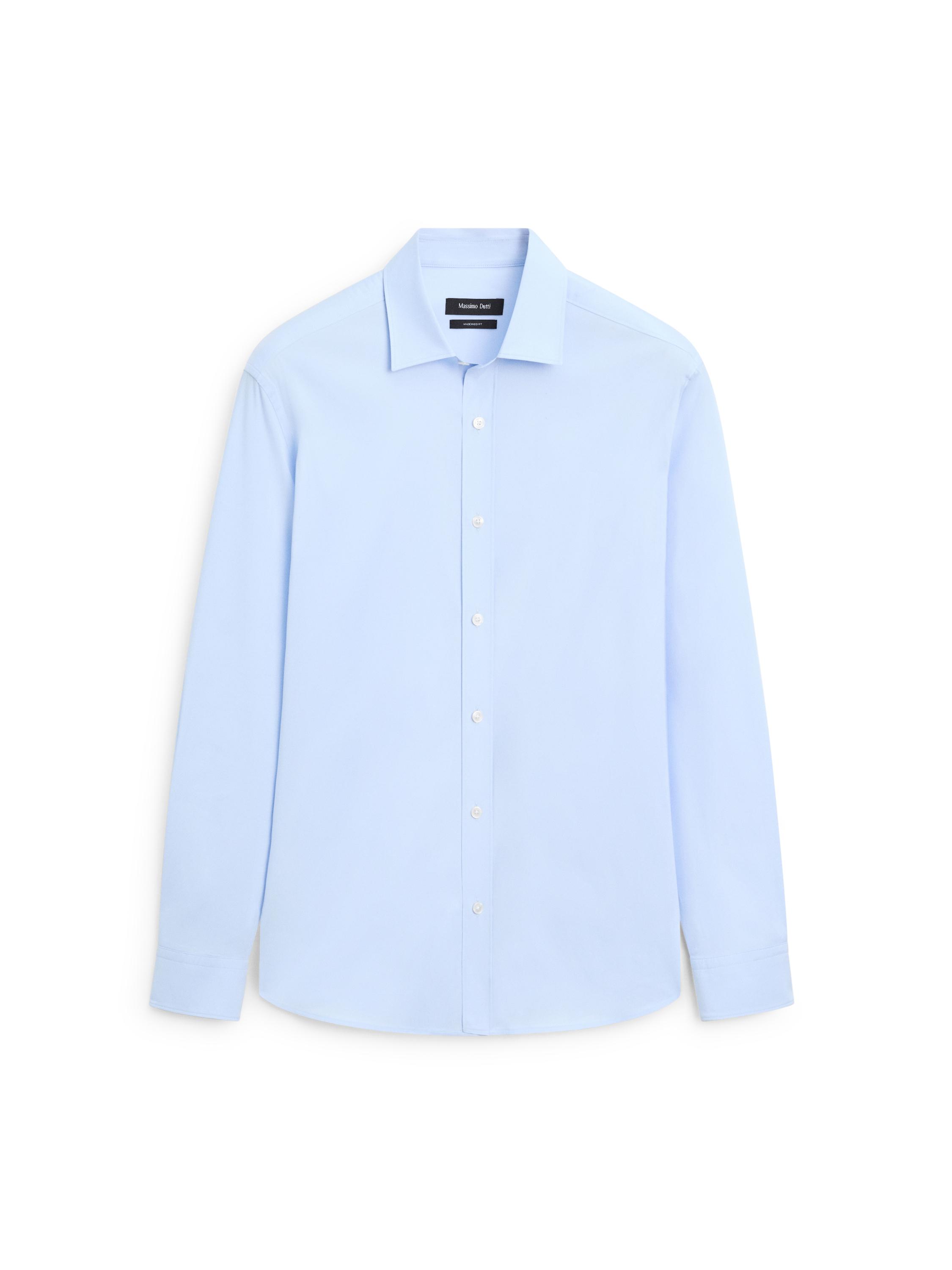Slim fit stretch cotton blend shirt — Sky blue