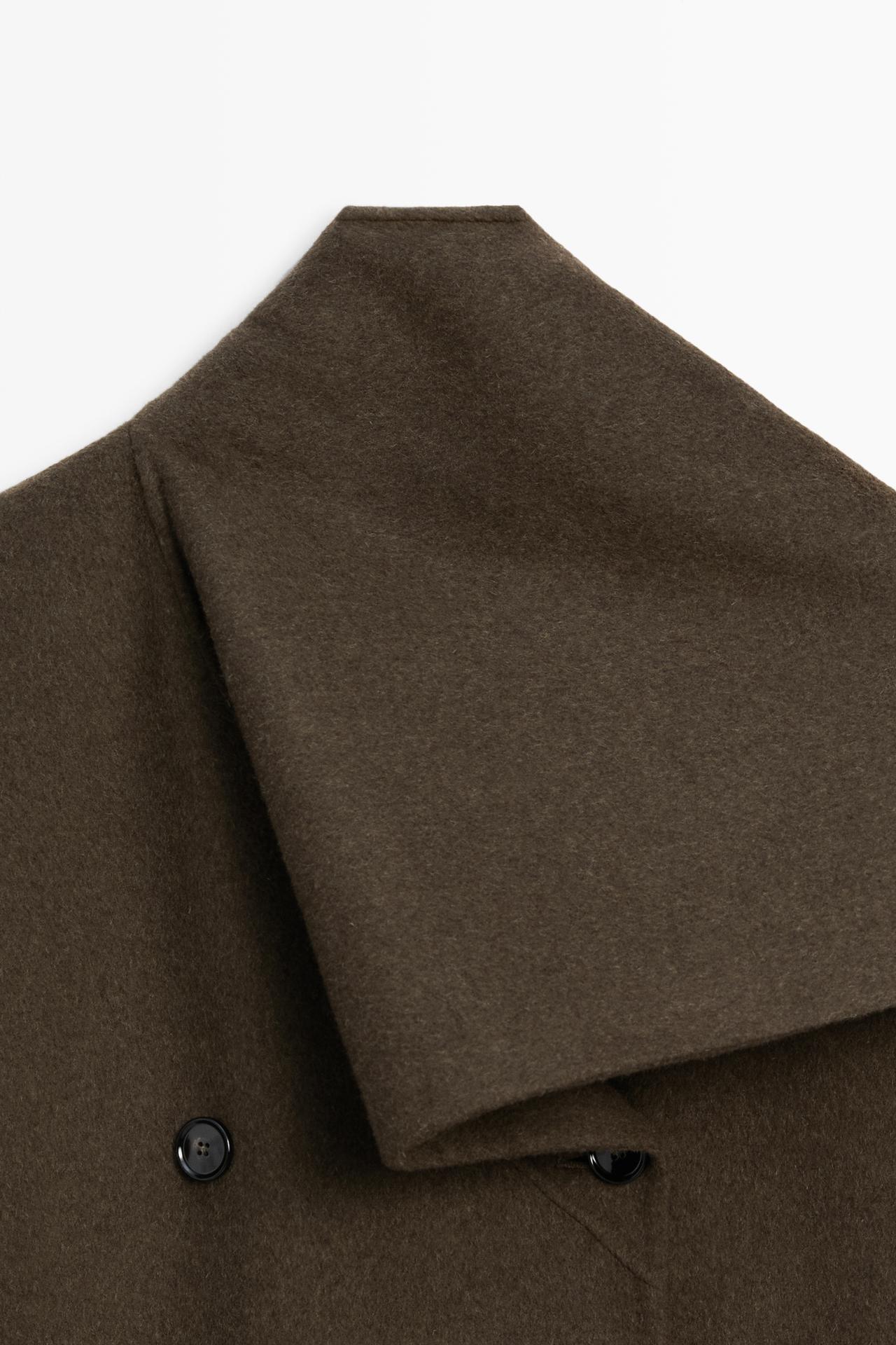Long coat with scarf detail — Greyish green