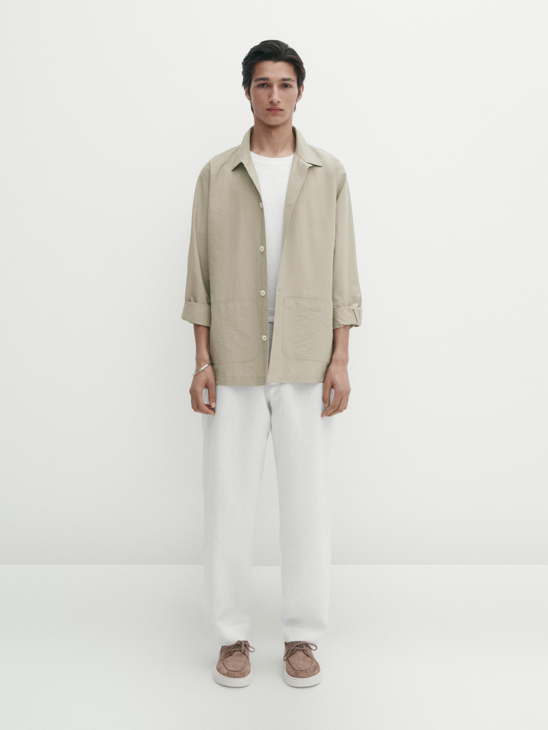 قميص سميك بوبلين بجيوب