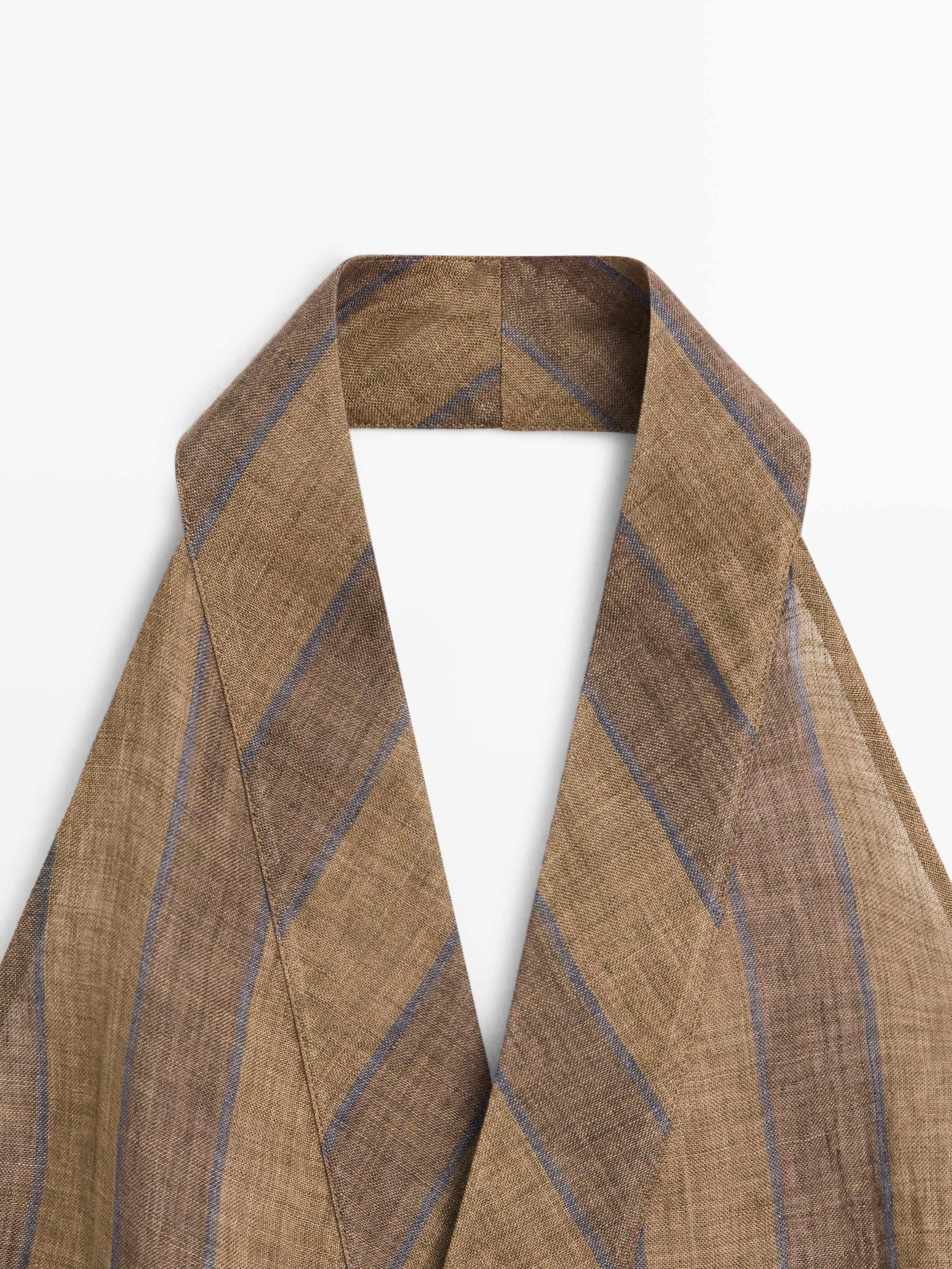 Printed waistcoat with crossover neckline — KHAKI